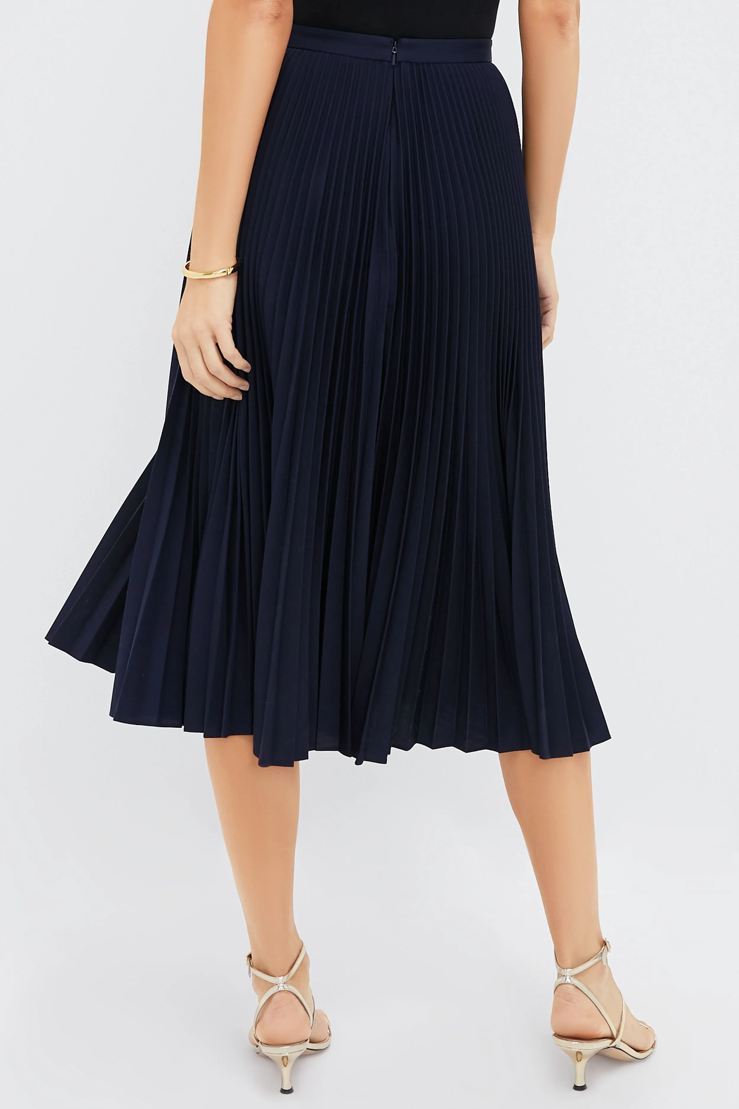 Navy Pleated Midi Skirt sold by Tuckernuck product image thumbnail 4