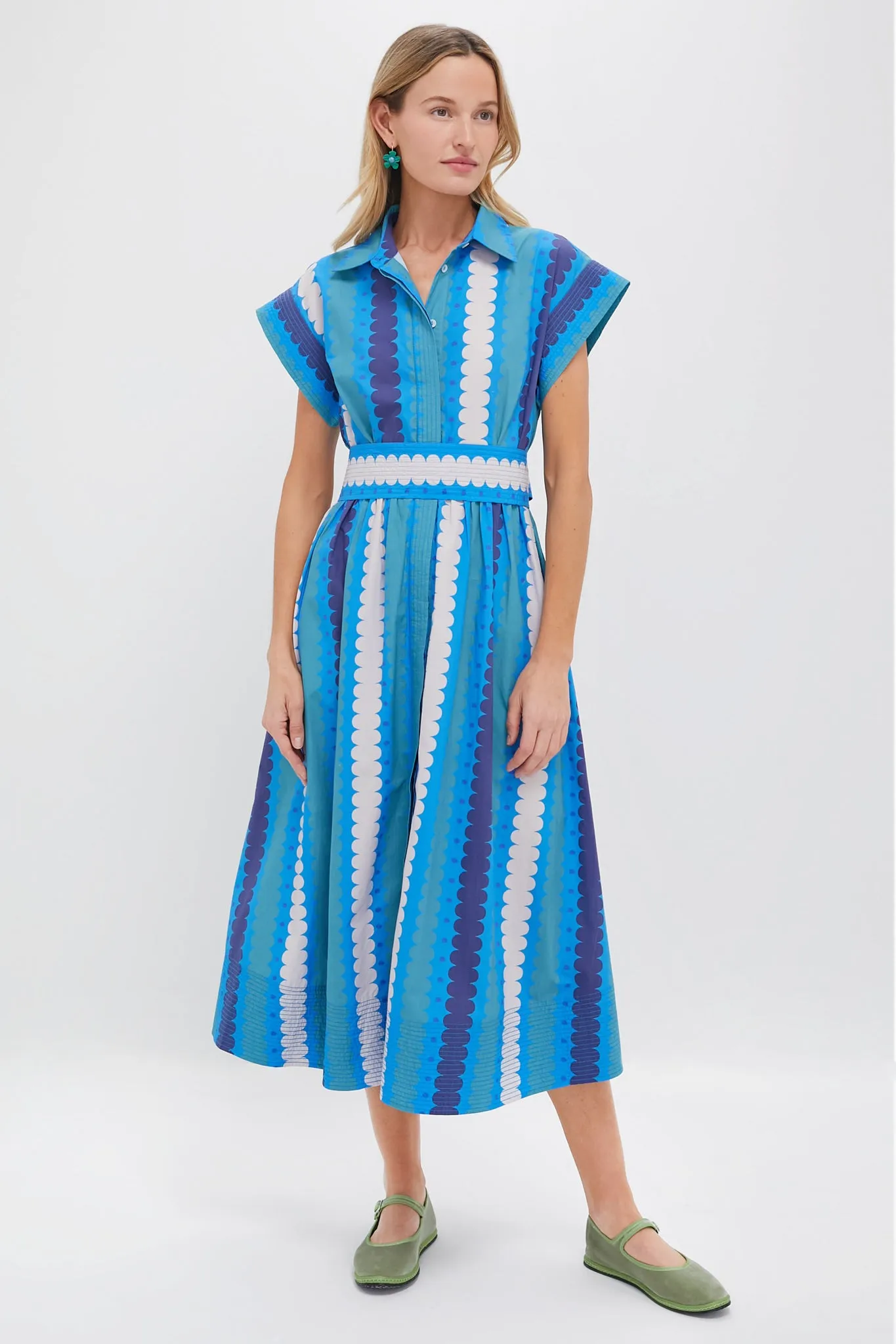 Meko Blue Belted Shirt Dress sold by Tuckernuck