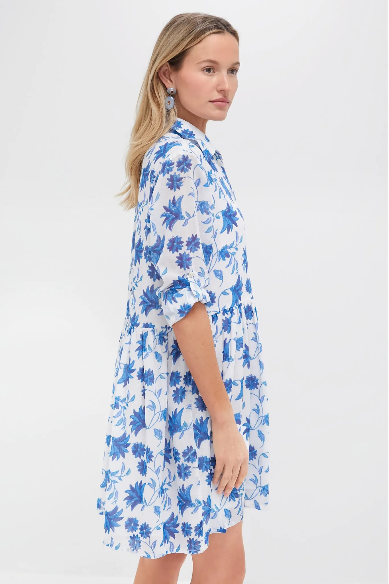 Marion Blue Long Sleeve Shirt Mini Dress sold by Tuckernuck product image thumbnail 3