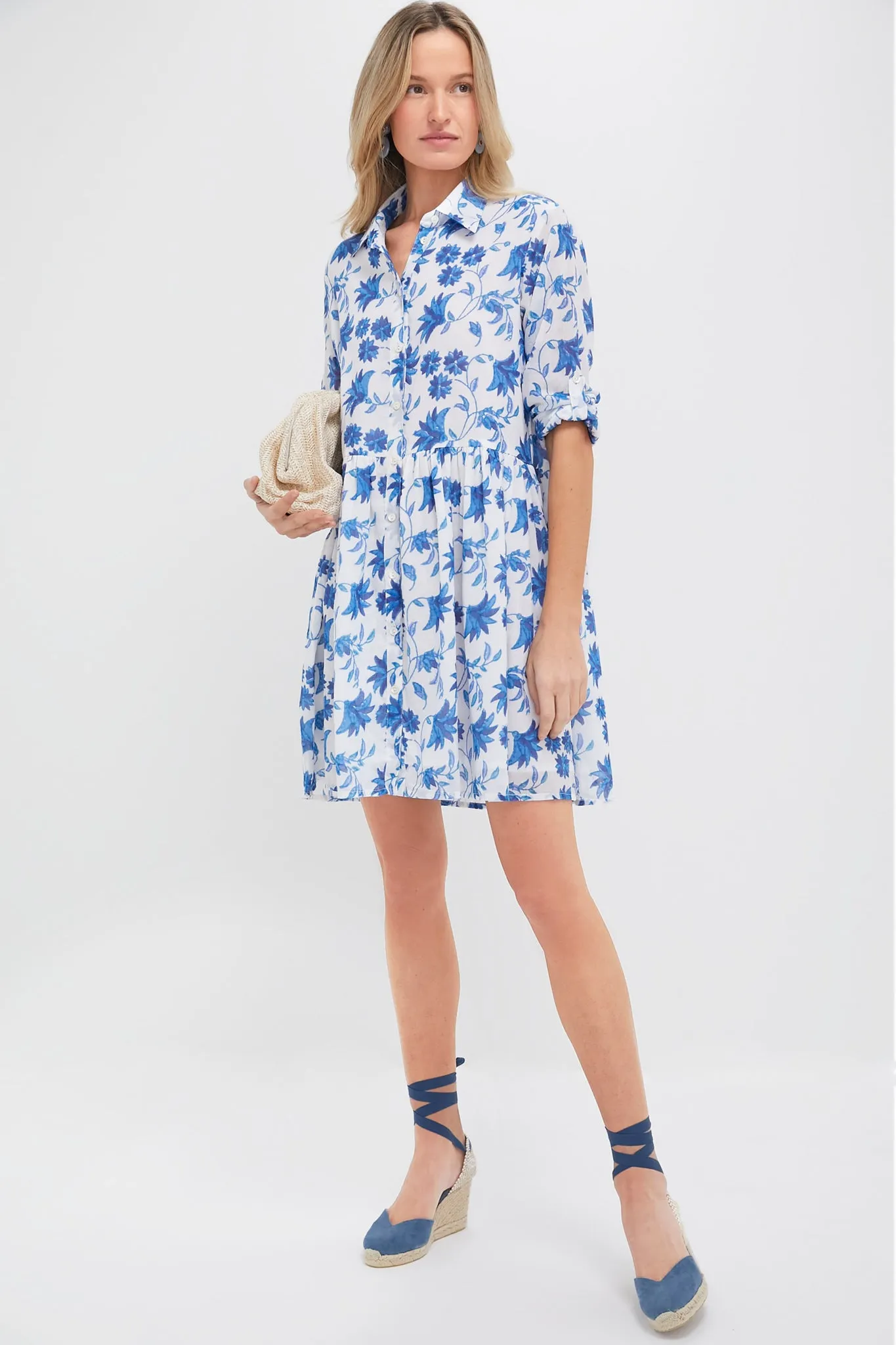 Marion Blue Long Sleeve Shirt Mini Dress sold by Tuckernuck product image thumbnail 2