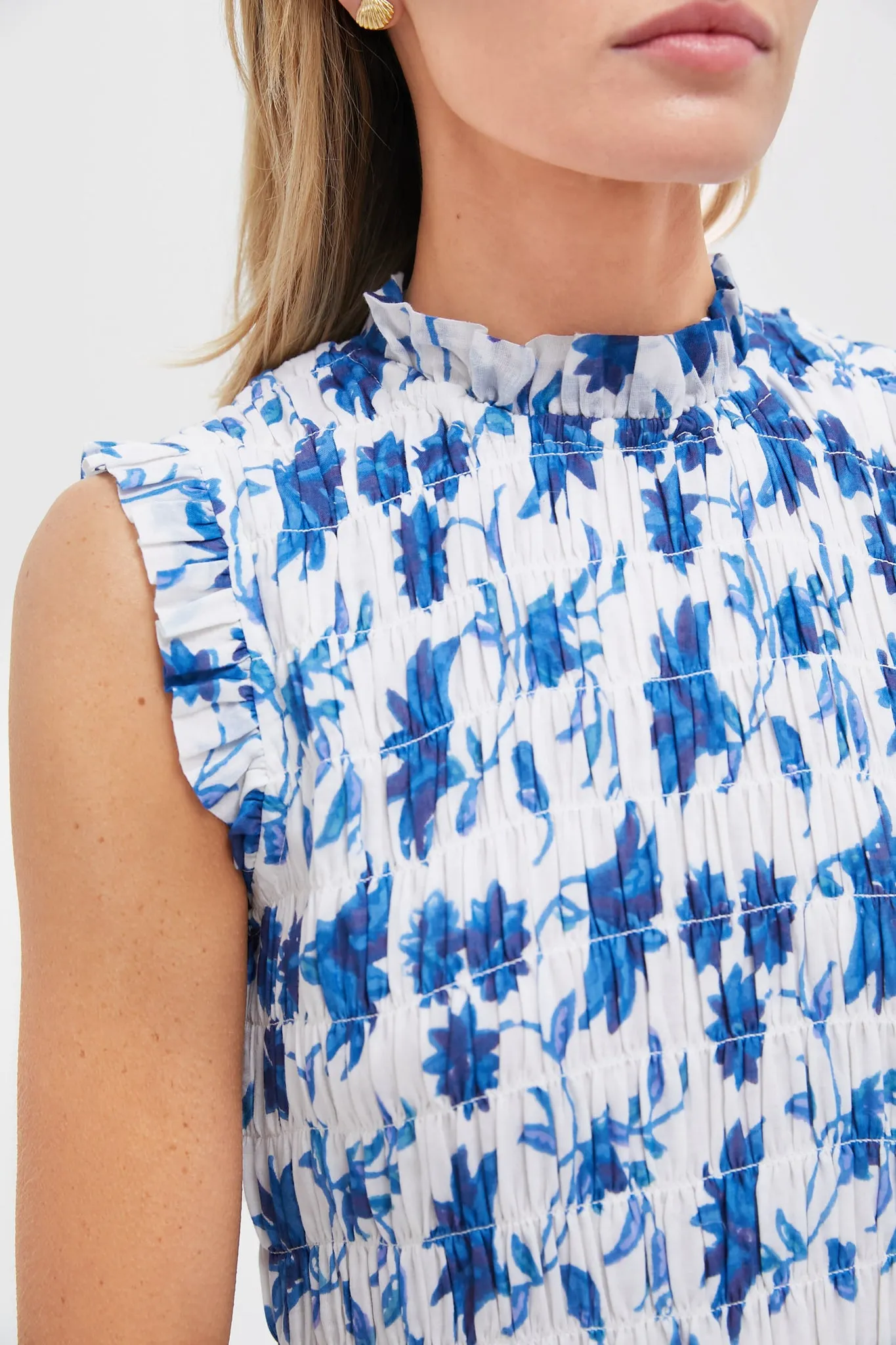 Marion Blue Sleeveless Smocked Maxi Dress sold by Tuckernuck product image thumbnail 5