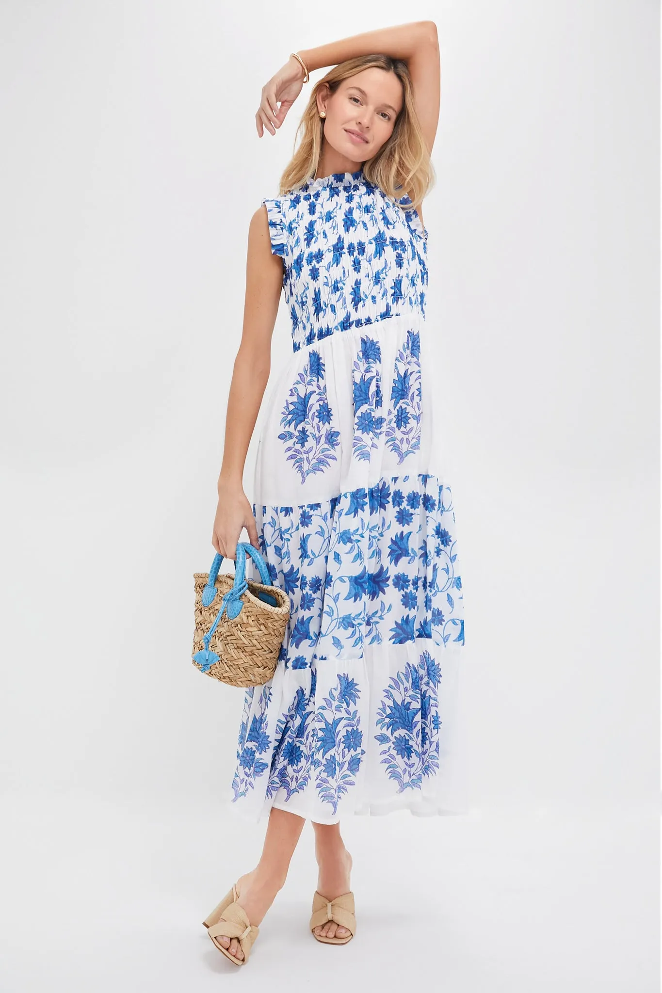 Marion Blue Sleeveless Smocked Maxi Dress sold by Tuckernuck product image thumbnail 2
