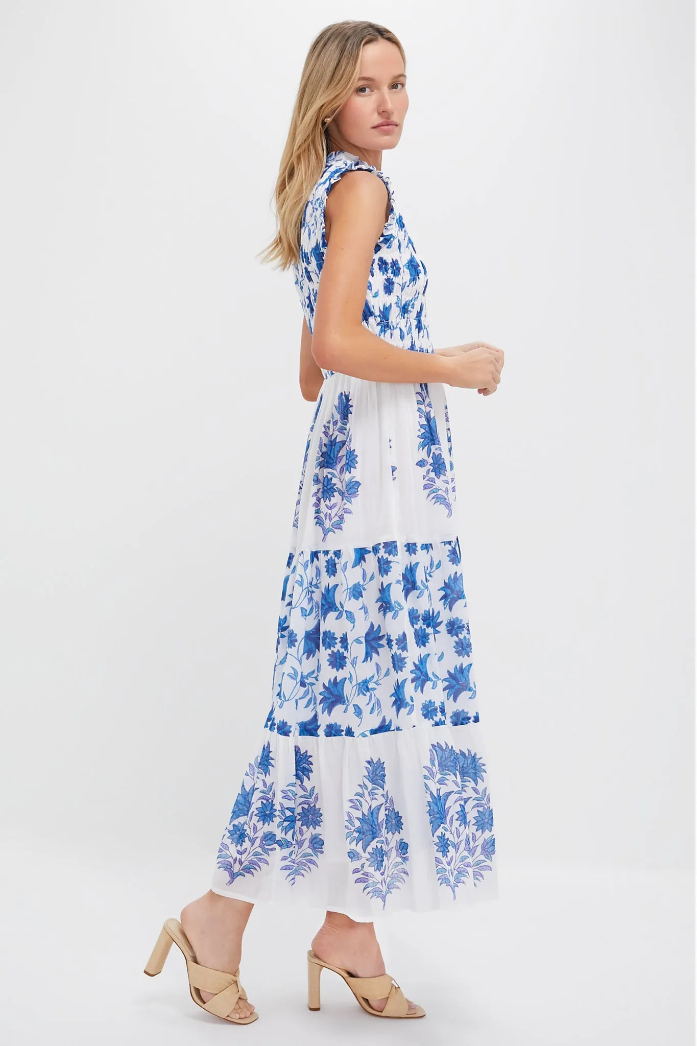 Marion Blue Sleeveless Smocked Maxi Dress sold by Tuckernuck product image thumbnail 3