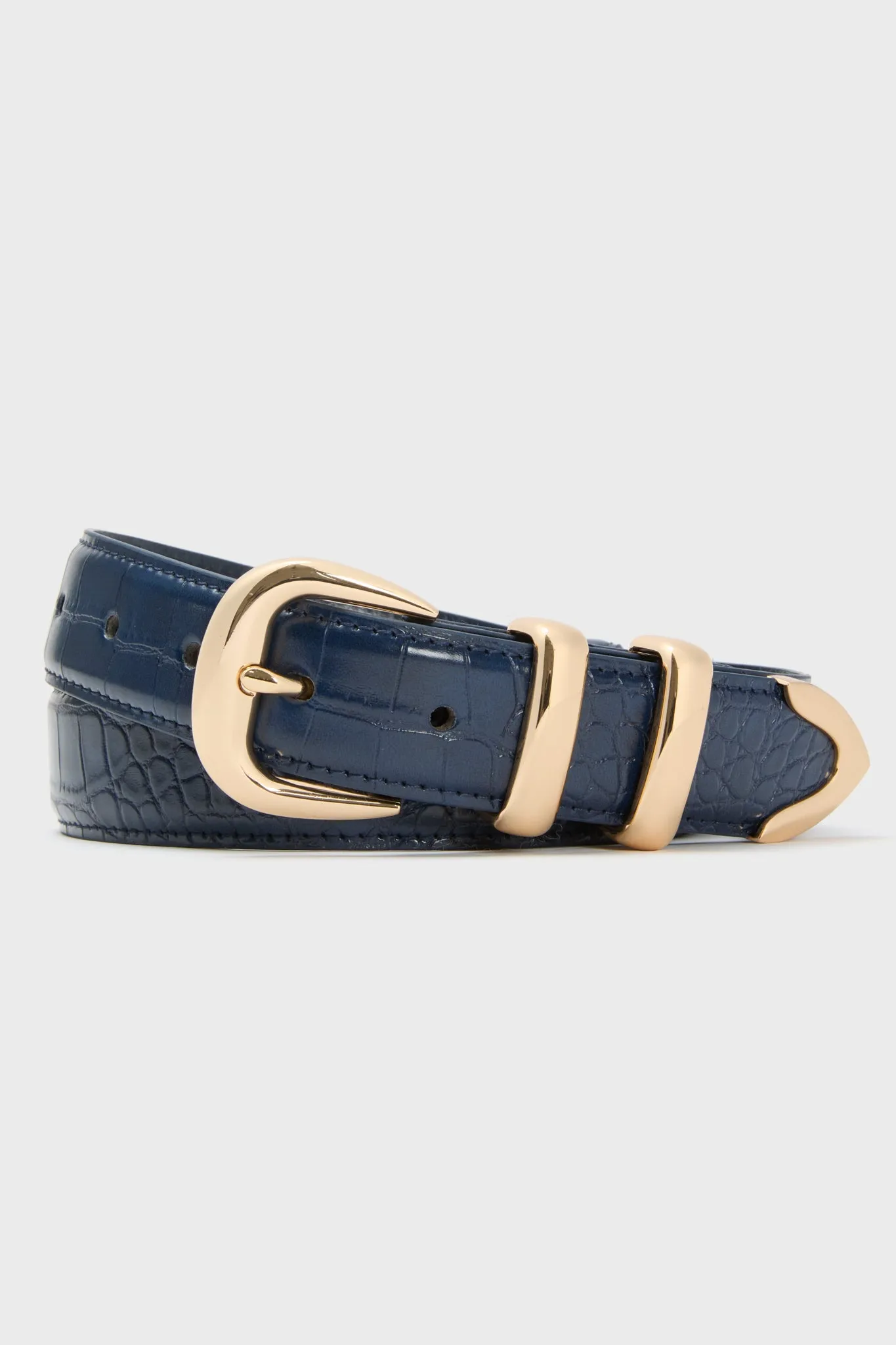 Navy Croc-Embossed Western Belt sold by Tuckernuck