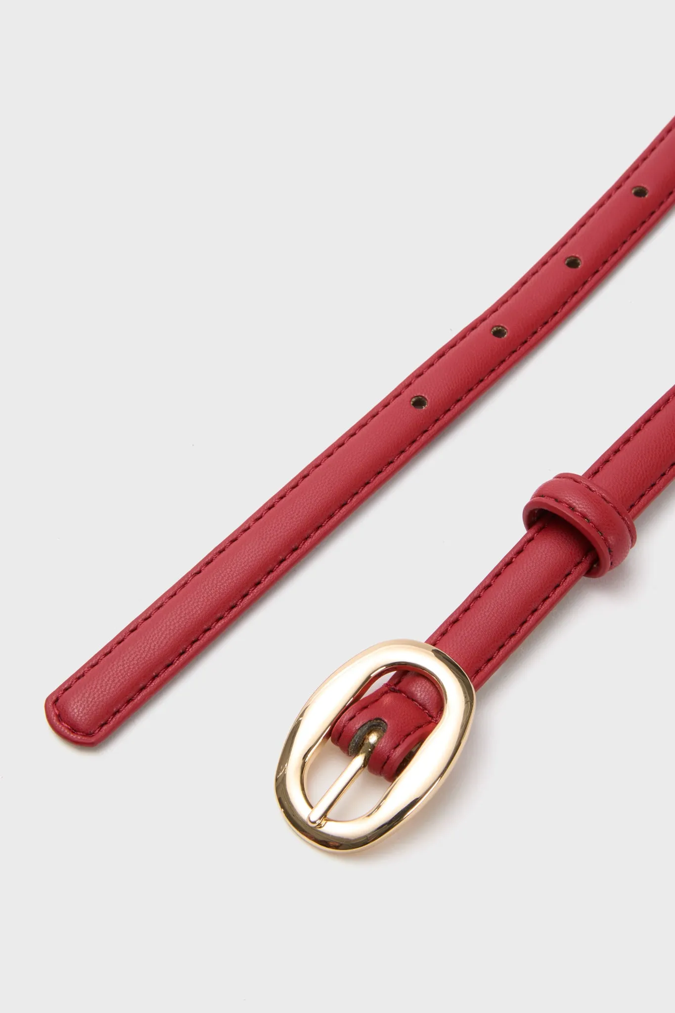 Red Oval Buckle Skinny Belt sold by Tuckernuck product image thumbnail 4