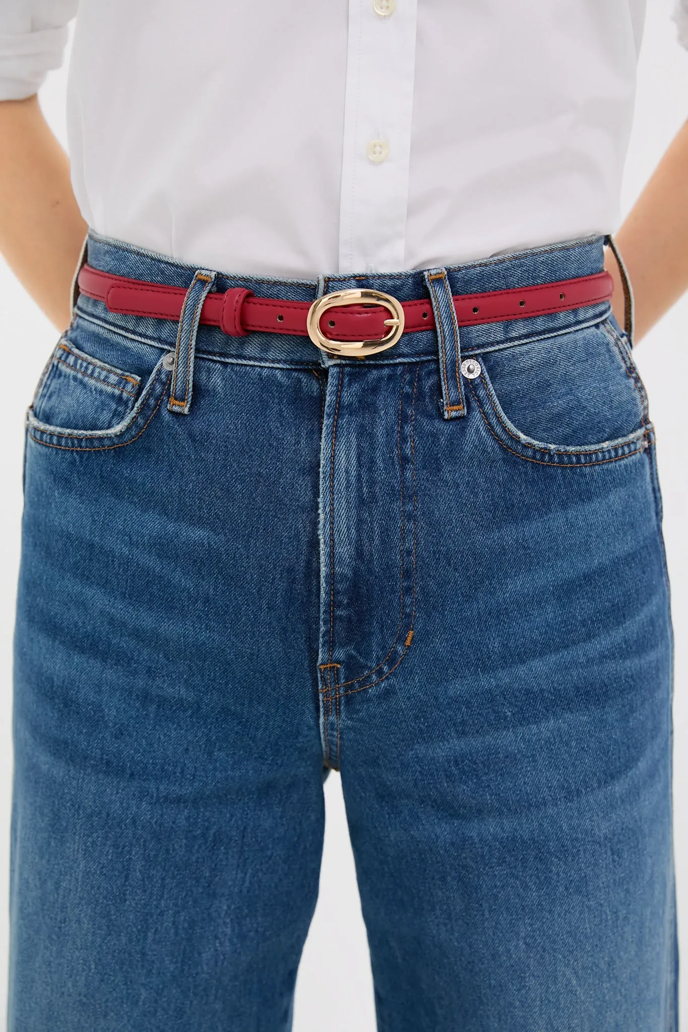 Red Oval Buckle Skinny Belt sold by Tuckernuck product image thumbnail 2