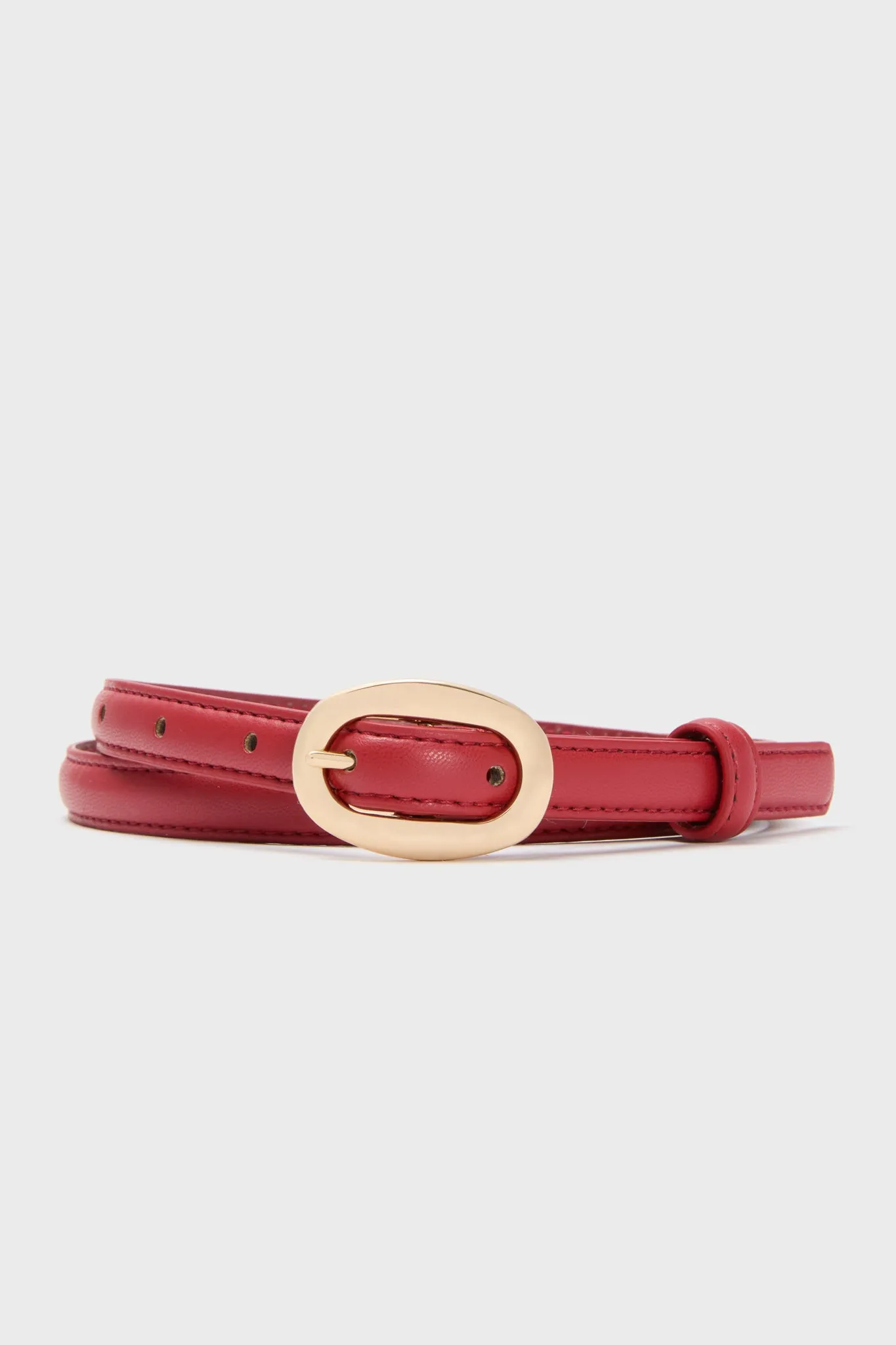 Red Oval Buckle Skinny Belt sold by Tuckernuck