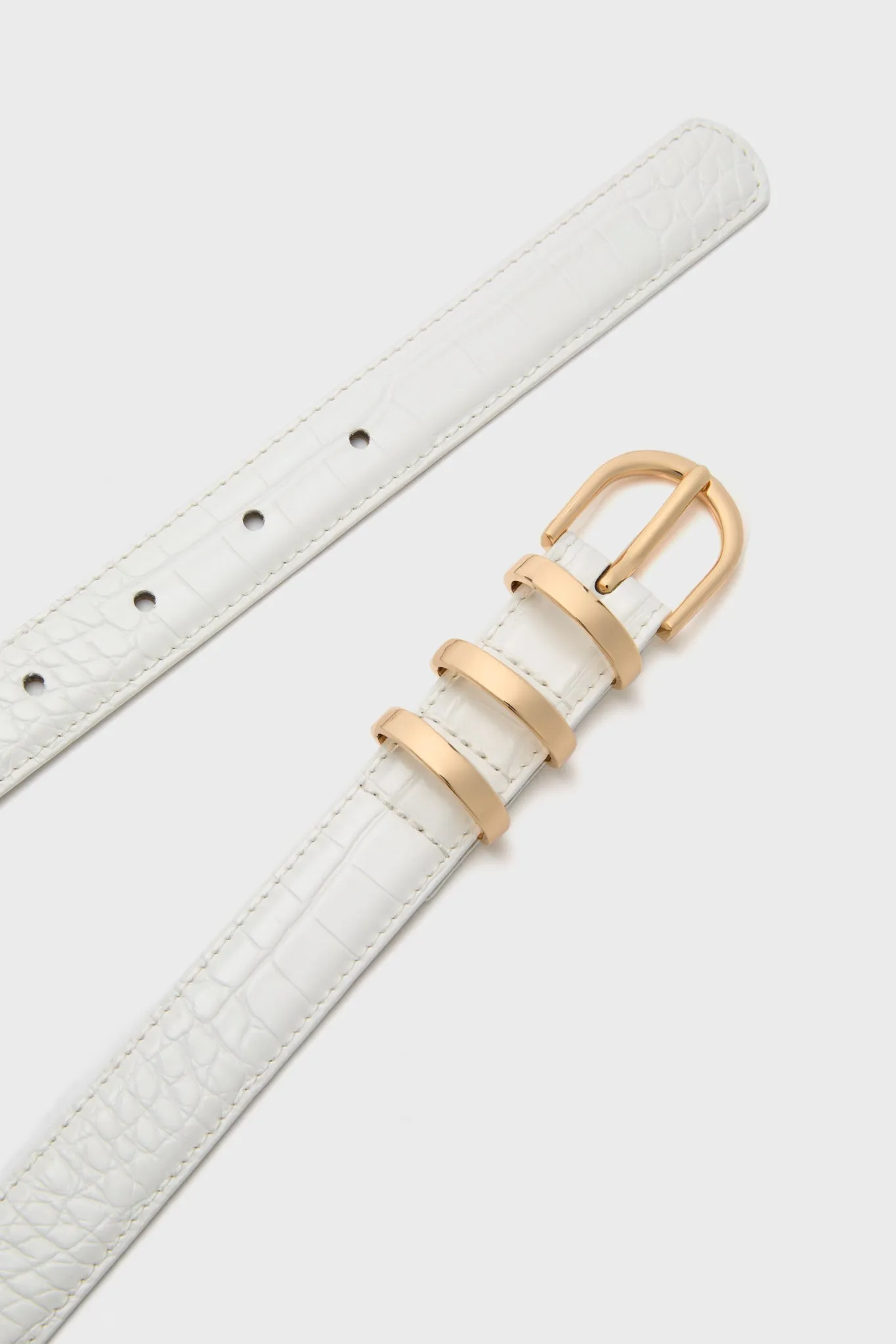 White Croc Triple Keeper Skinny Belt sold by Tuckernuck product image thumbnail 3