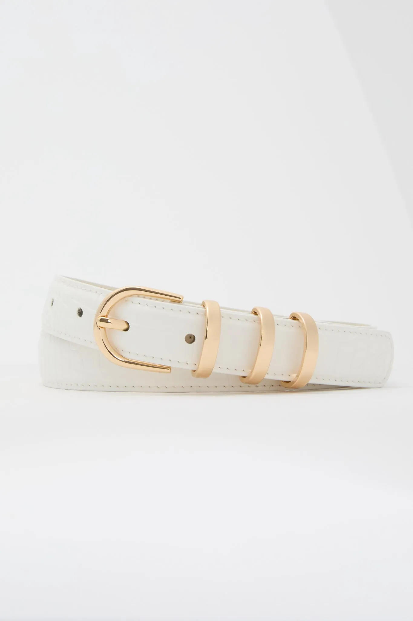 White Croc Triple Keeper Skinny Belt sold by Tuckernuck