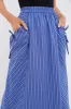Dark Blue and White Kendall Play Stripe Midi A-Line Skirt sold by Tuckernuck