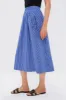 Dark Blue and White Kendall Play Stripe Midi A-Line Skirt sold by Tuckernuck
