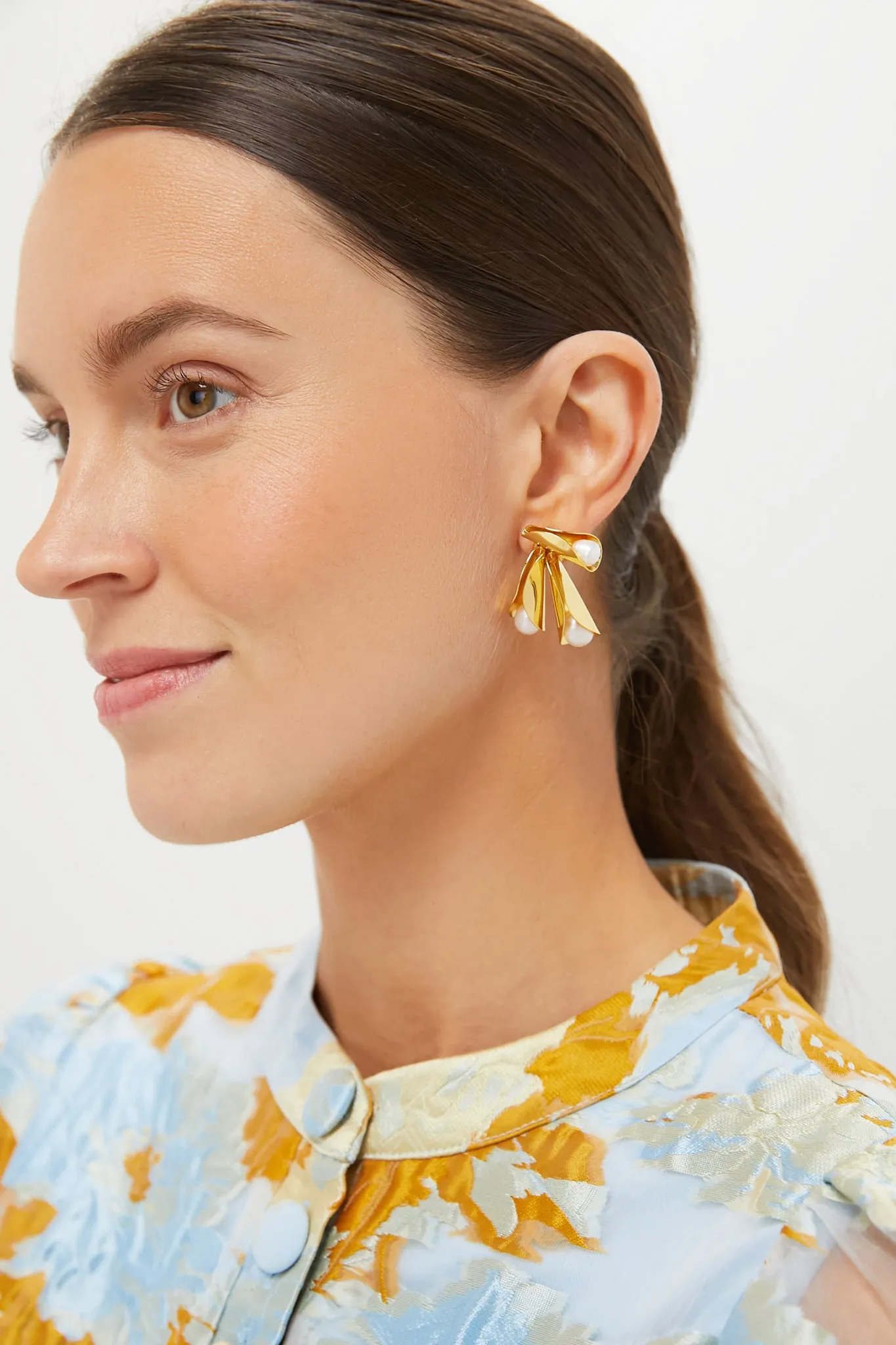 Gold and Pearl Tressa Earrings sold by Tuckernuck product image thumbnail 2