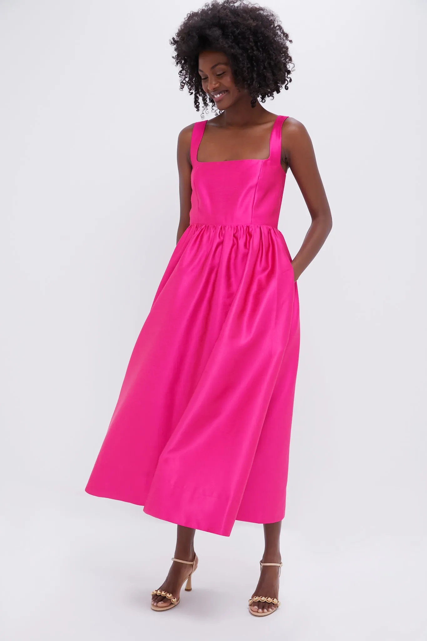 Hot Pink Dupioni Esme Dress sold by Tuckernuck product image thumbnail 2