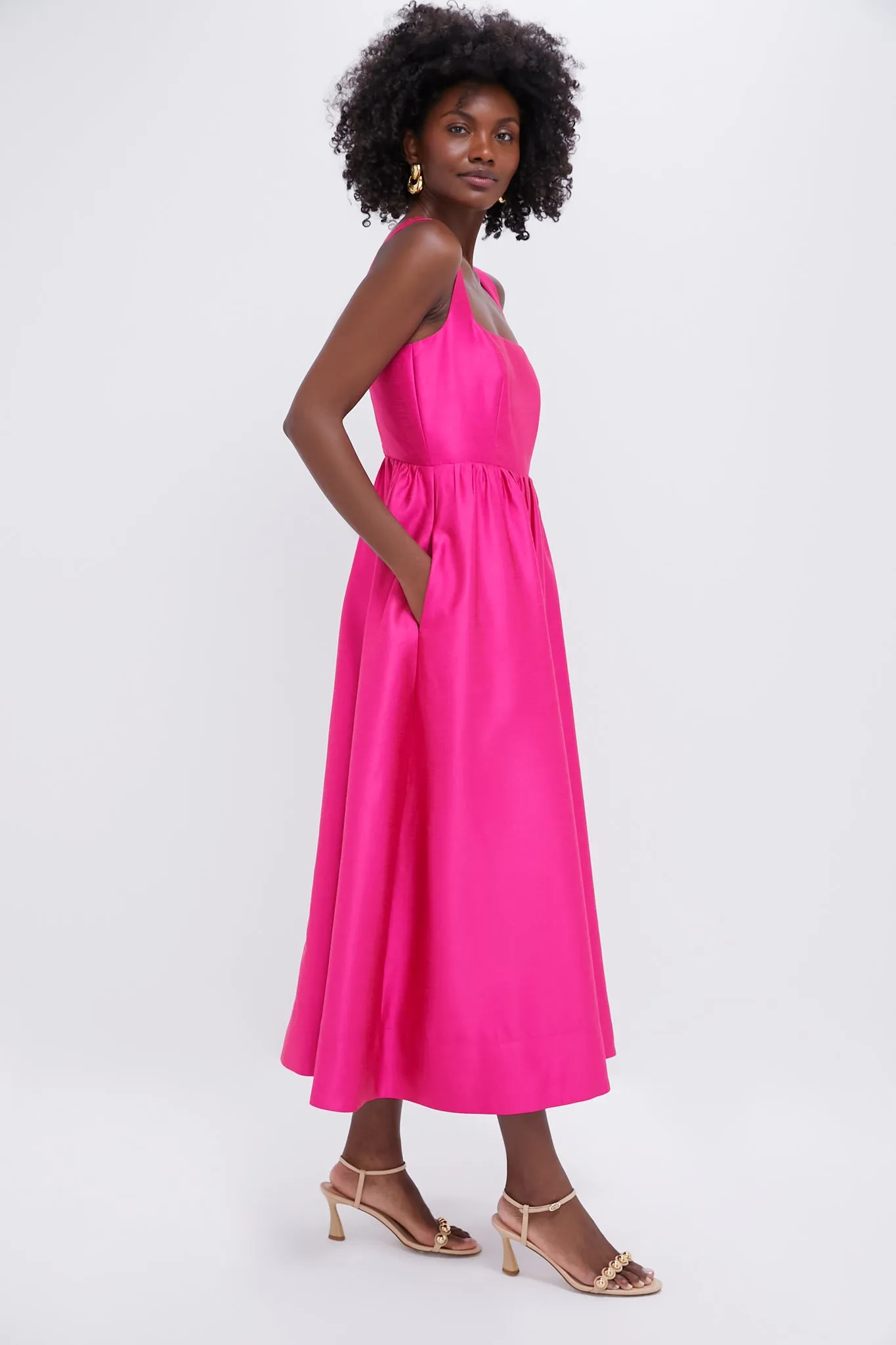 Hot Pink Dupioni Esme Dress sold by Tuckernuck product image thumbnail 3