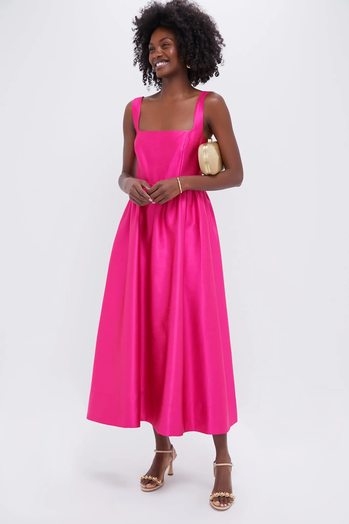 Hot Pink Dupioni Esme Dress sold by Tuckernuck