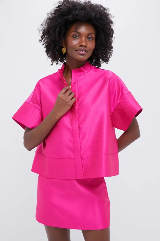 Hot Pink Dupioni Trapunto Stitch Sofia Shirt sold by Tuckernuck