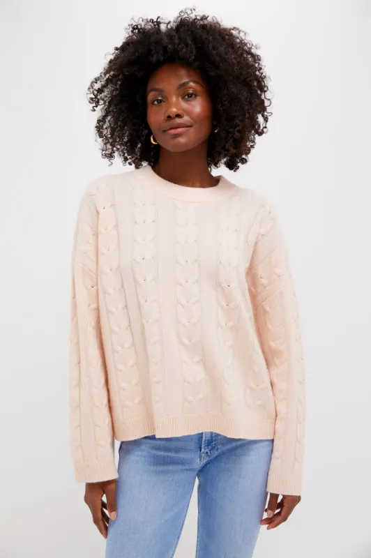 Soft Pink Cashmere Eloise Cable Knit Sweater sold by Tuckernuck