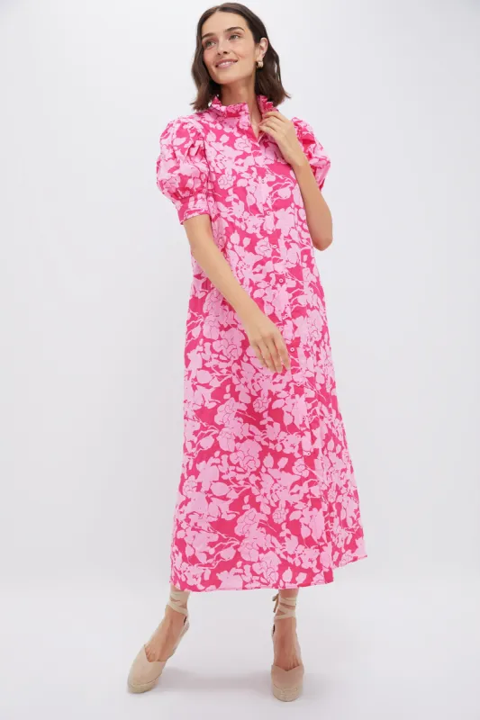Pink Textured Floral Ruffle Collar Louisa Maxi Dress sold by Tuckernuck