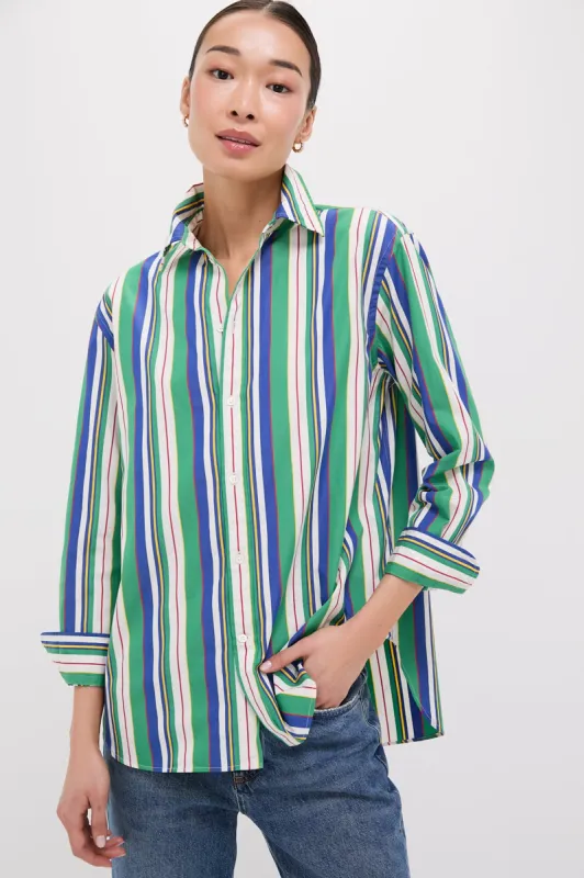 Green and Blue Multi Stripe Long Sleeve Button Front Shirt sold by Tuckernuck