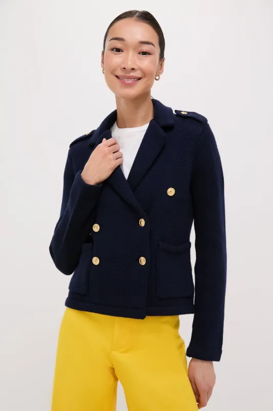 Hunter Navy Merino Blazer Long Sleeve Cardigan sold by Tuckernuck
