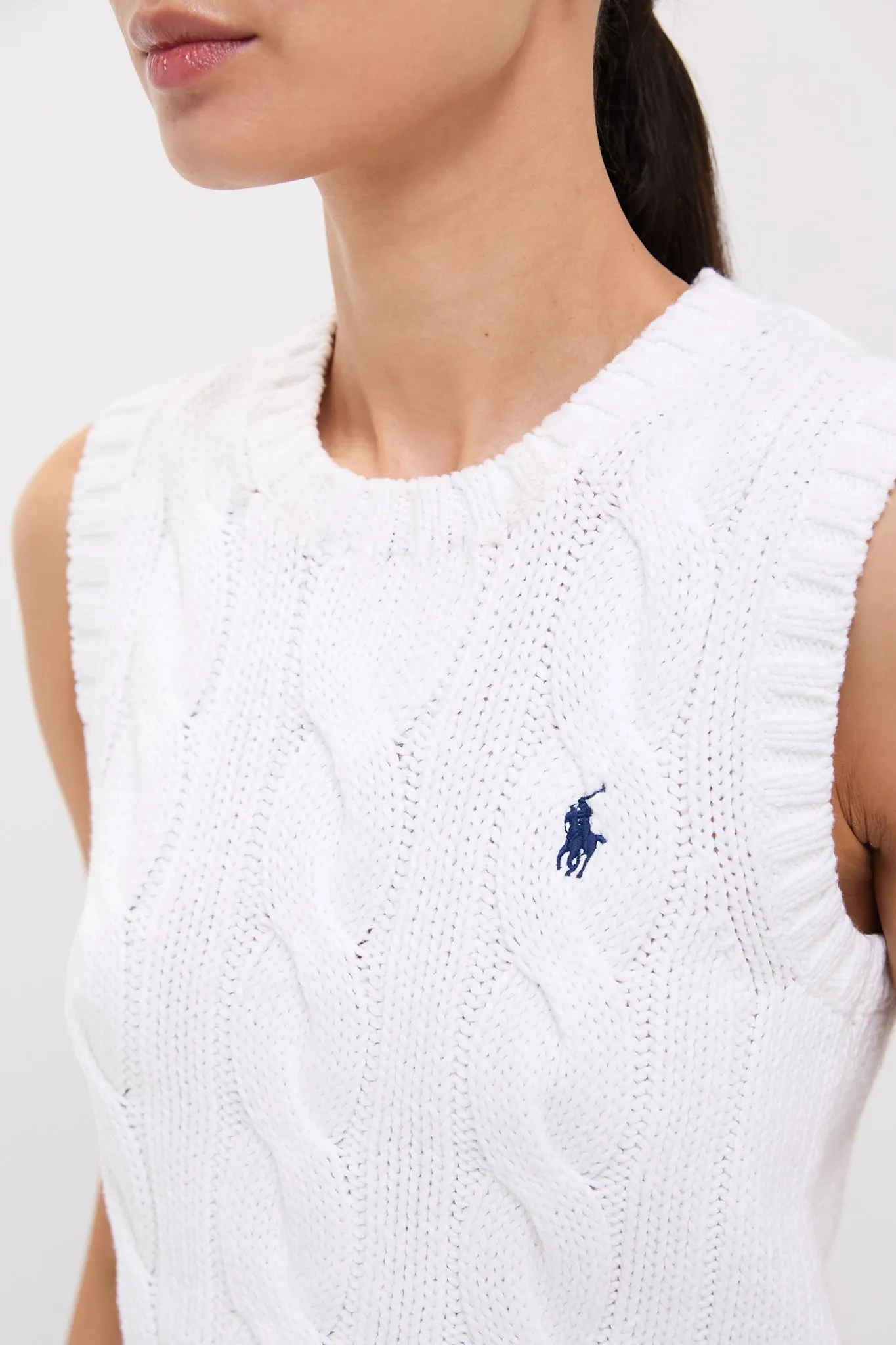 White Cableknit Sleeveless Cropped Pullover sold by Tuckernuck product image thumbnail 5