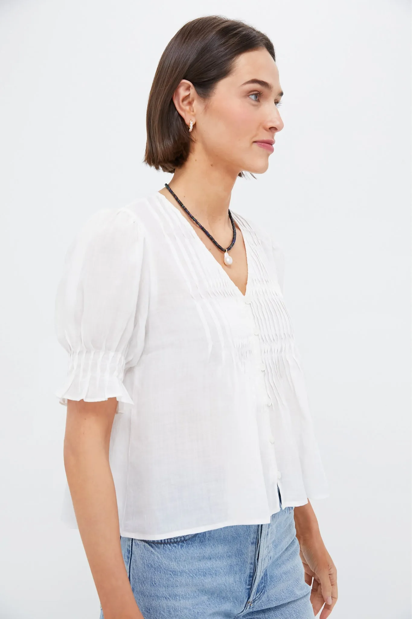 Pearl Zora Solid Short Sleeve Button Down Top sold by Tuckernuck product image thumbnail 3