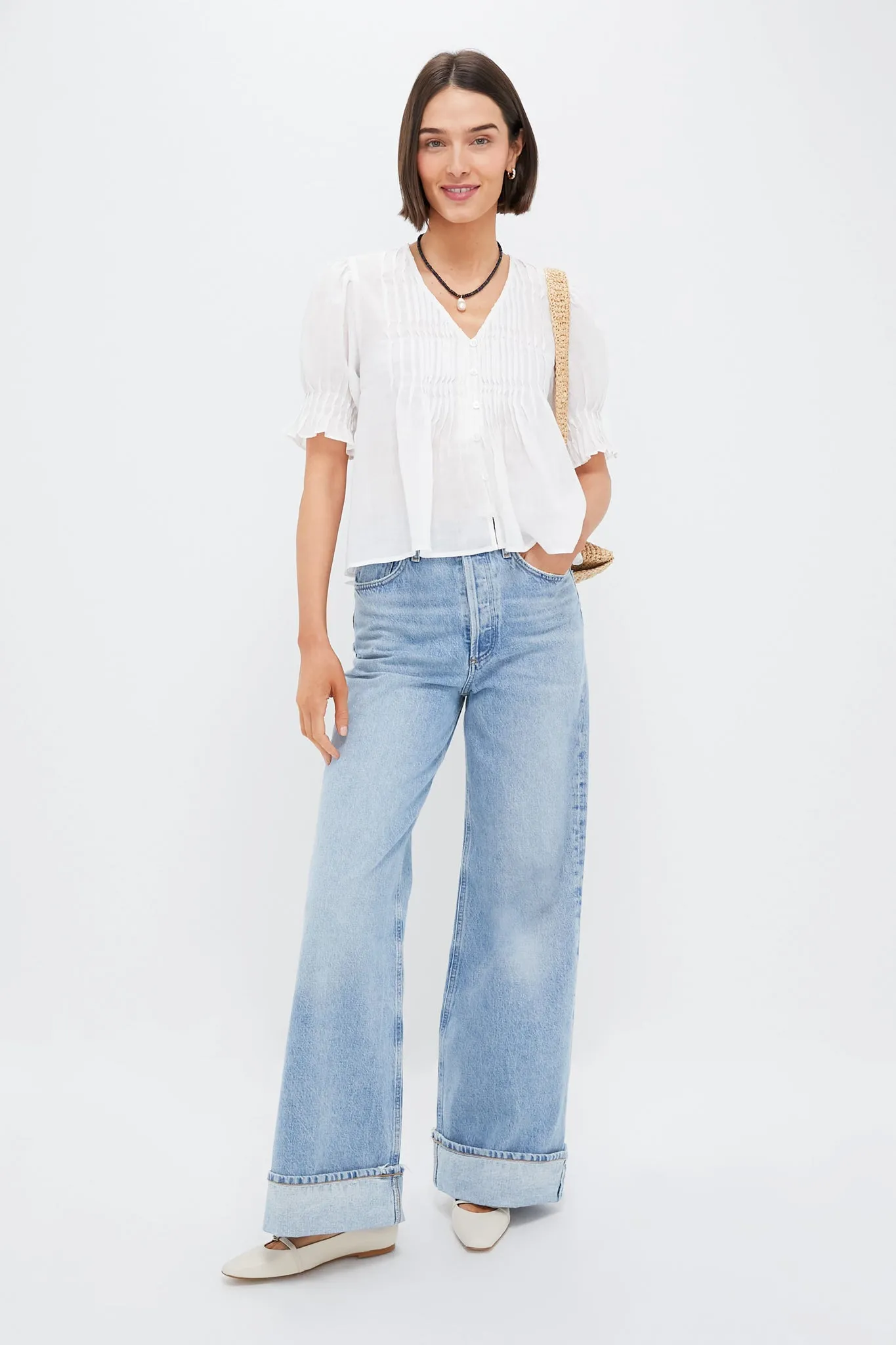 Pearl Zora Solid Short Sleeve Button Down Top sold by Tuckernuck product image thumbnail 2