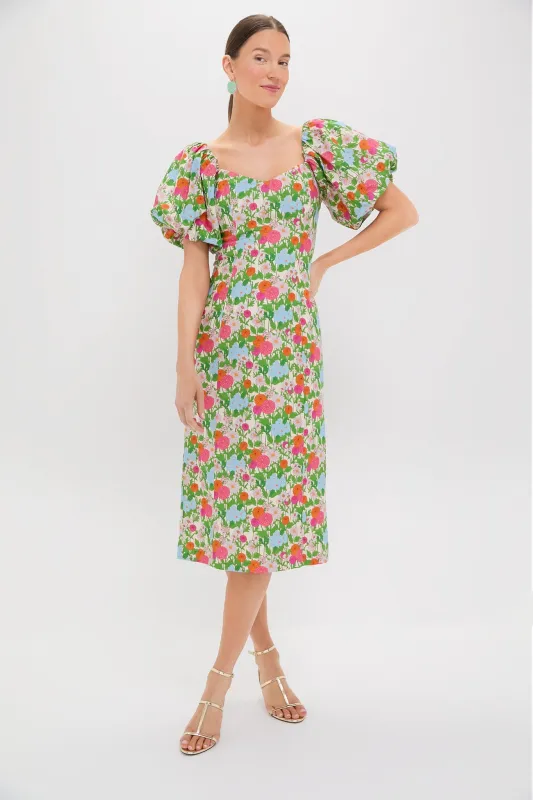 Green Multi Begonia Floral Sallie Midi Dress sold by Tuckernuck