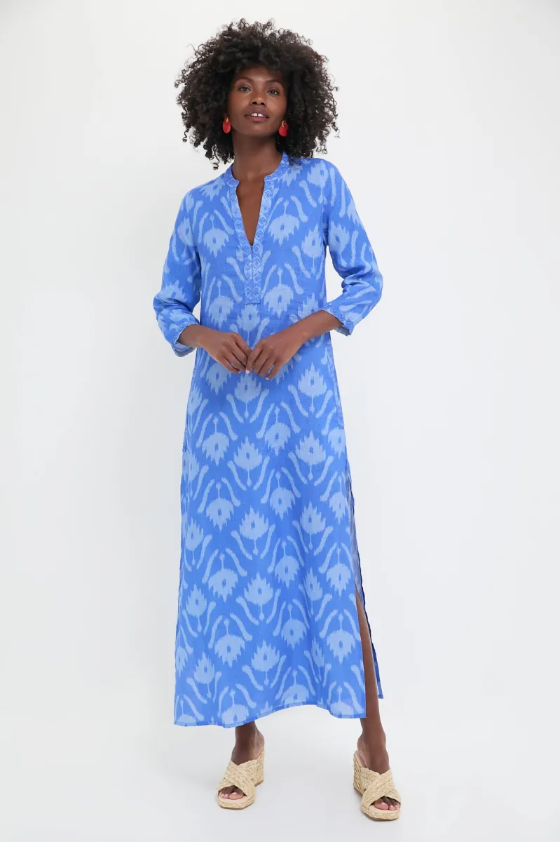 Ikat Blue Sapphire Long Kaftan sold by Tuckernuck