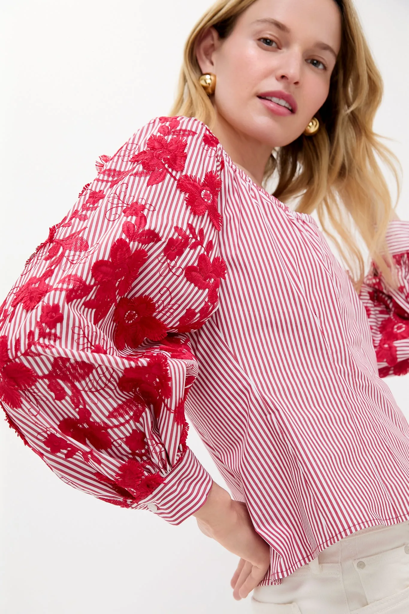 Red and White Stripe Quinn Blouse sold by Tuckernuck product image thumbnail 5