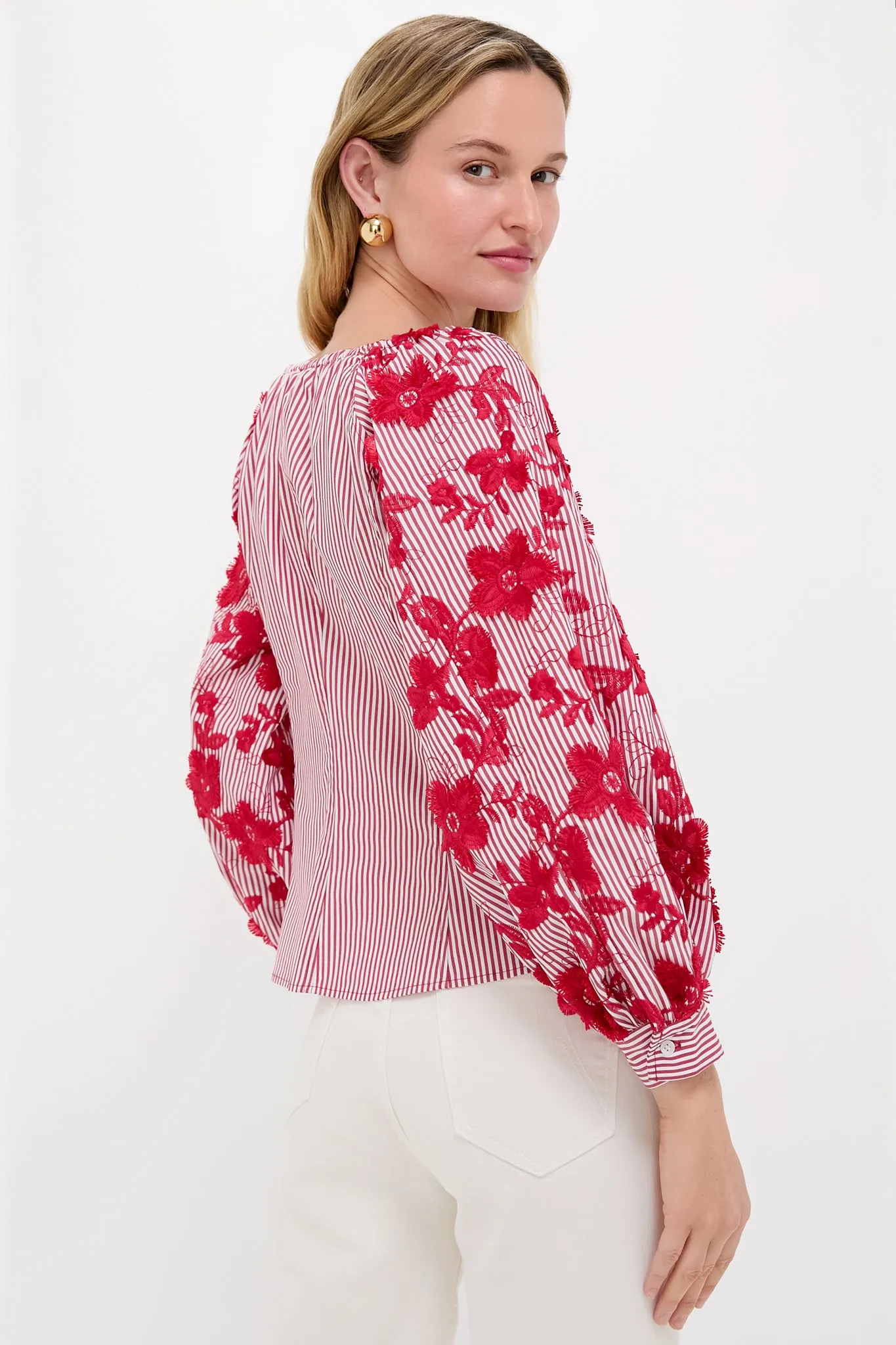 Red and White Stripe Quinn Blouse sold by Tuckernuck product image thumbnail 4