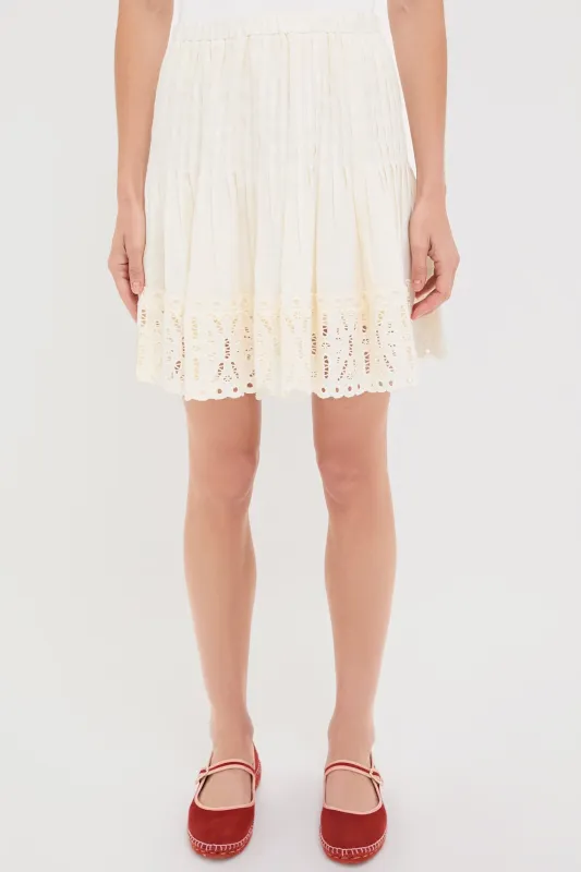 White Linen Eyelet Adele Skirt sold by Tuckernuck