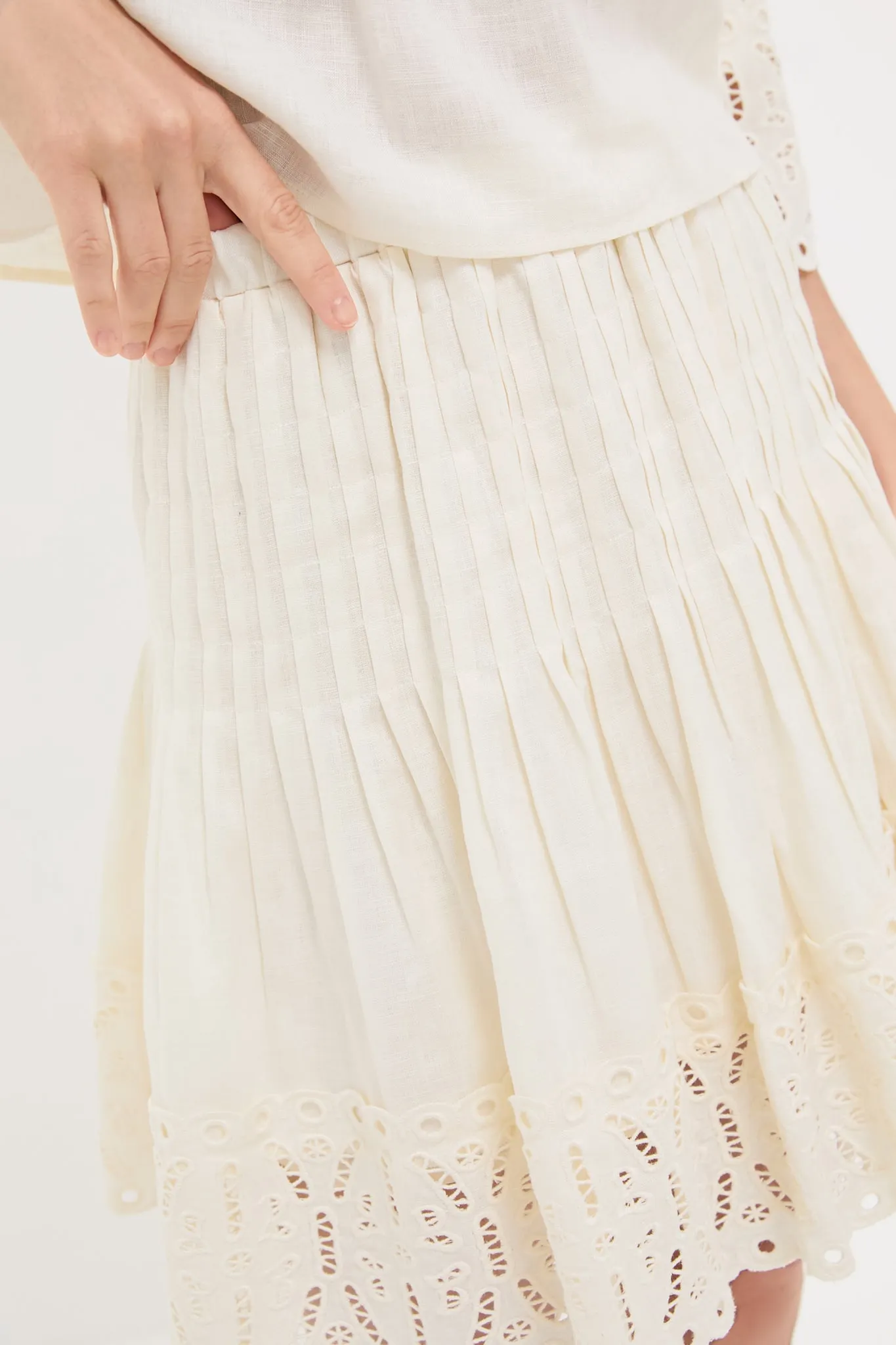 White Linen Eyelet Adele Skirt sold by Tuckernuck product image thumbnail 5