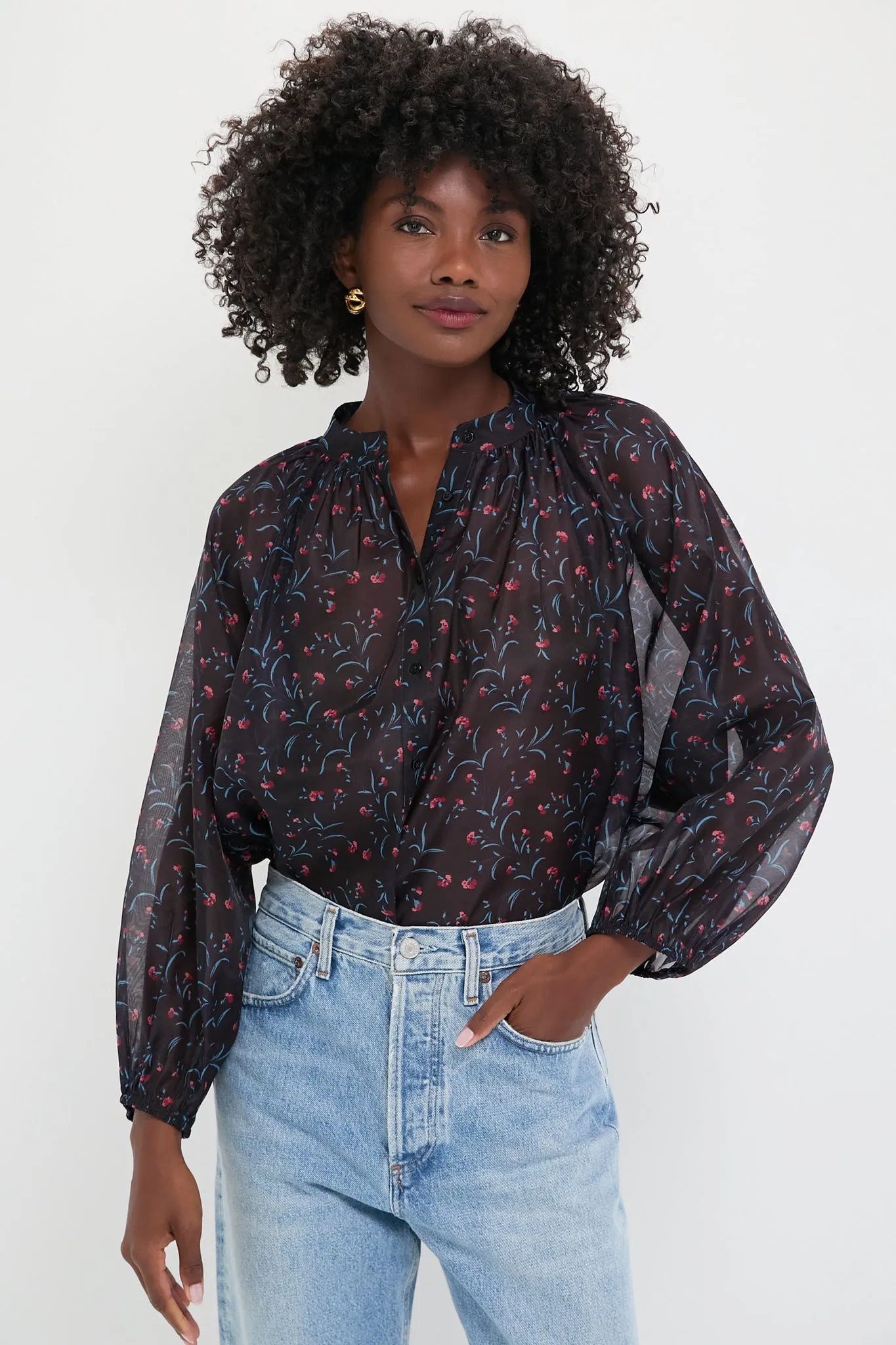 Midnight Oleander Sawyer Blouse sold by Tuckernuck