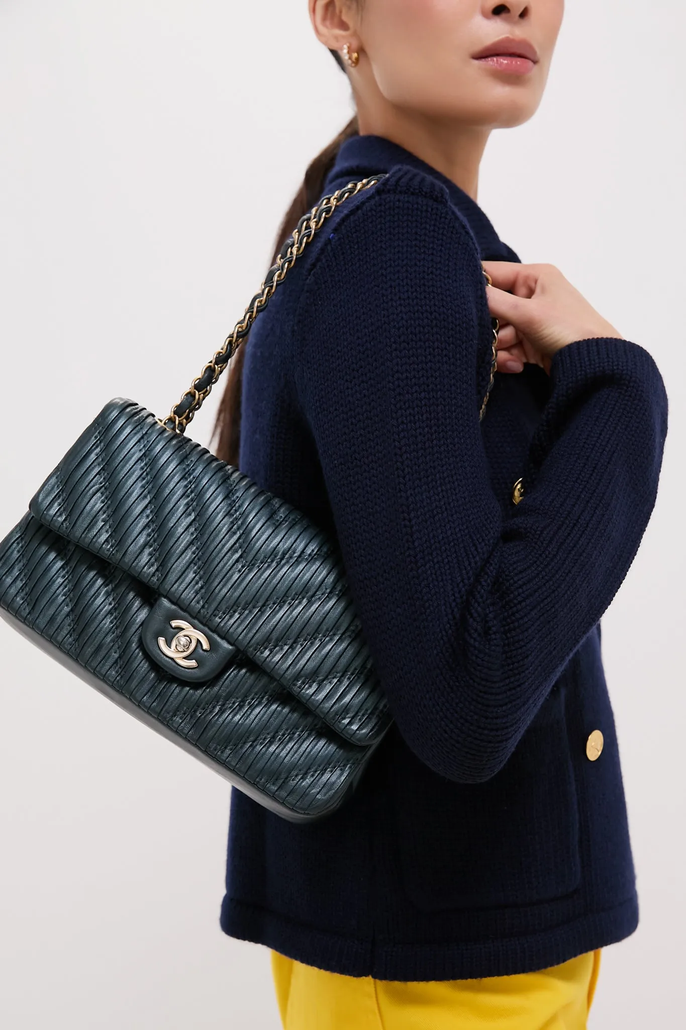 CHANEL Blue Calfskin Coco Pleats Double Flap Bag sold by Tuckernuck product image thumbnail 2