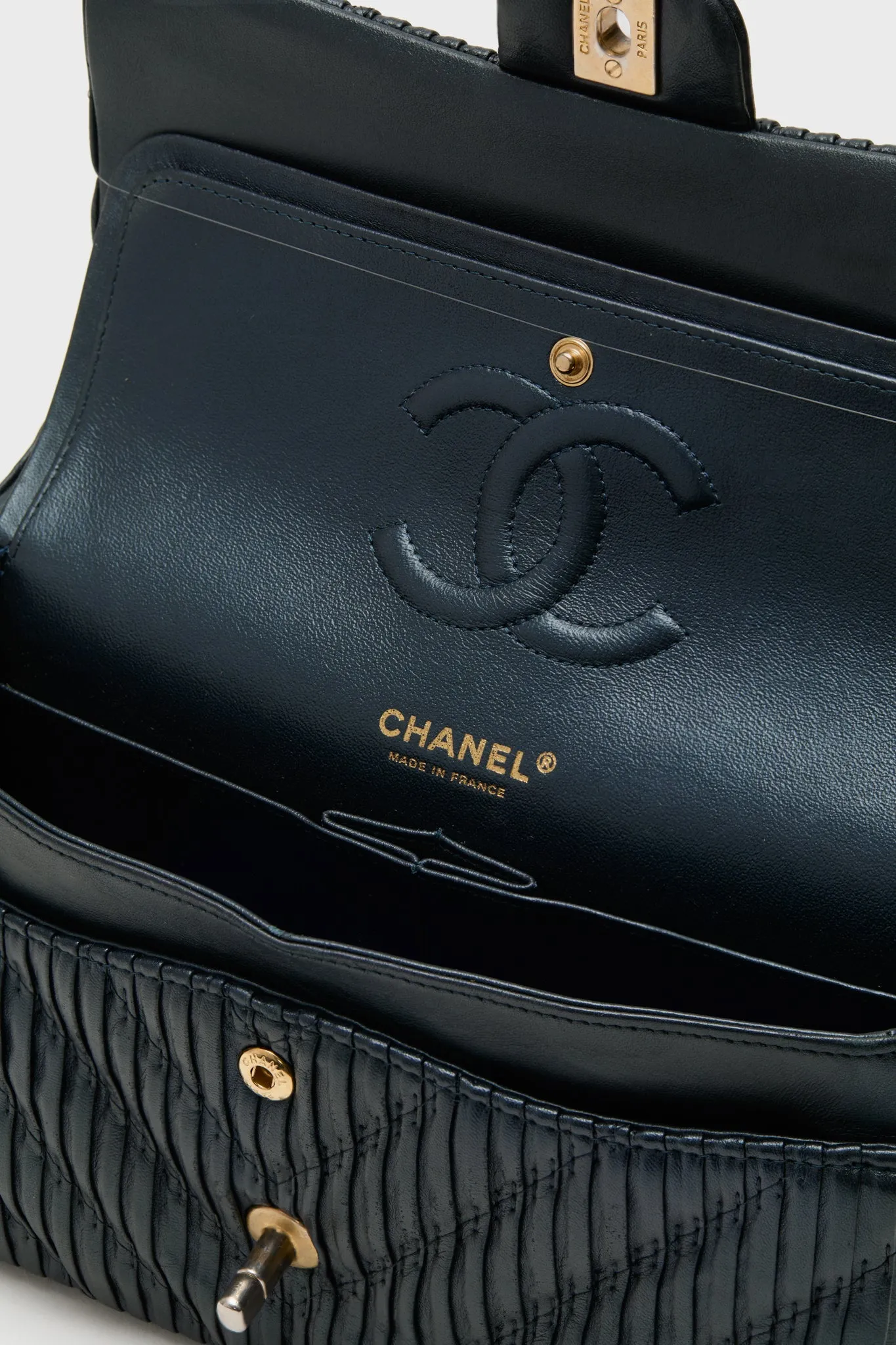 CHANEL Blue Calfskin Coco Pleats Double Flap Bag sold by Tuckernuck product image thumbnail 5