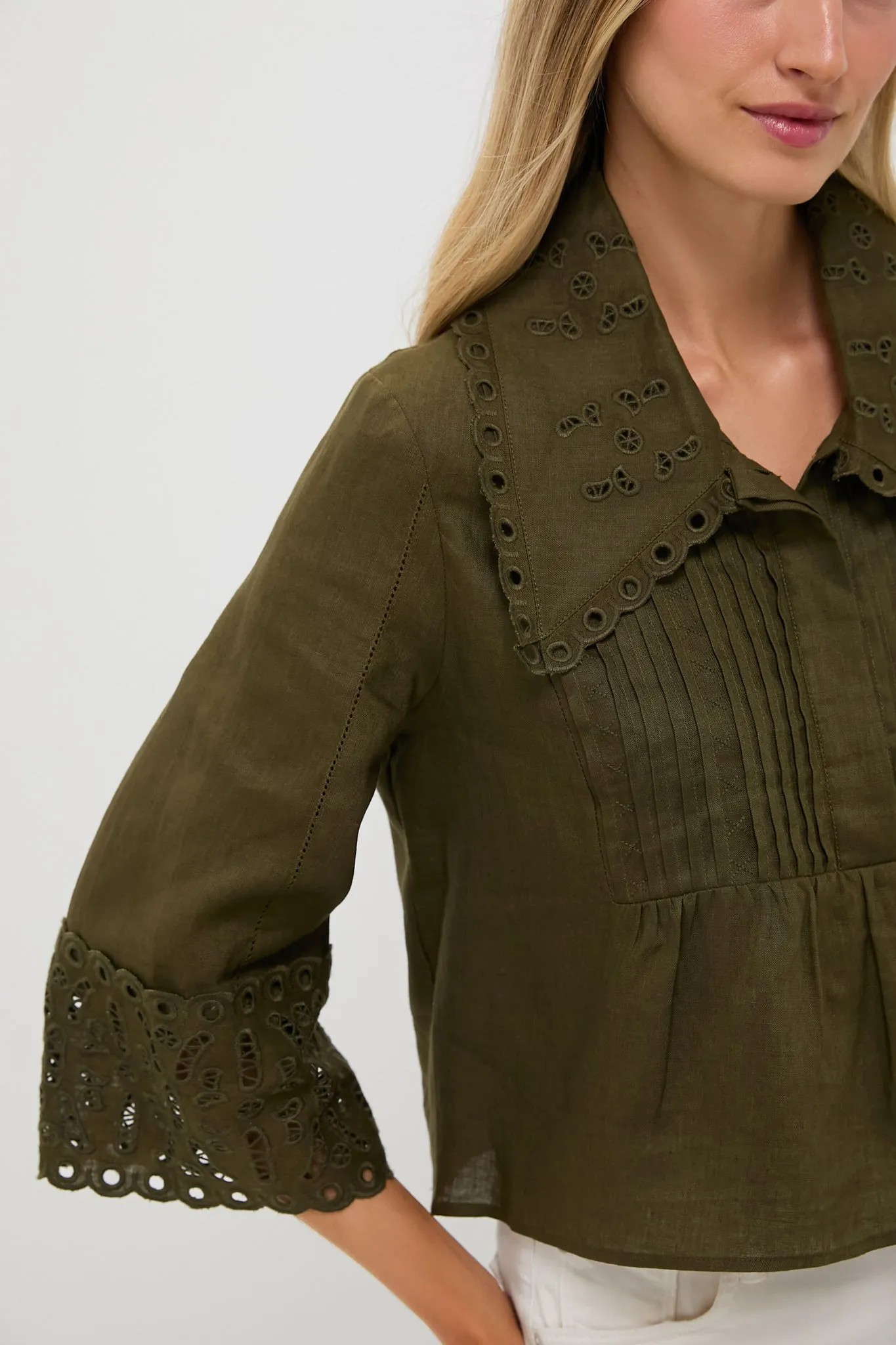 Army Green Linen Jones Blouse sold by Tuckernuck product image thumbnail 5