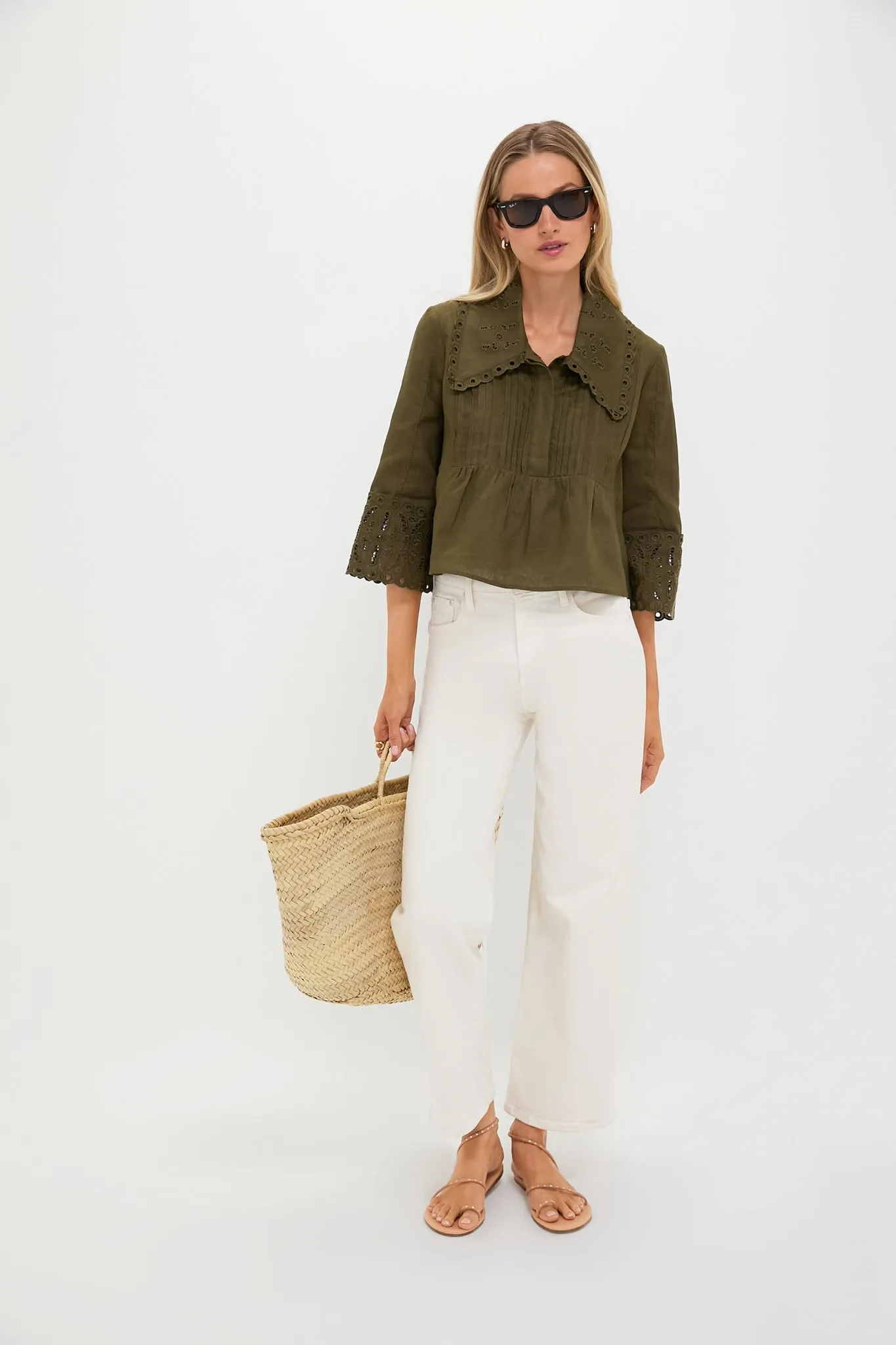 Army Green Linen Jones Blouse sold by Tuckernuck product image thumbnail 2