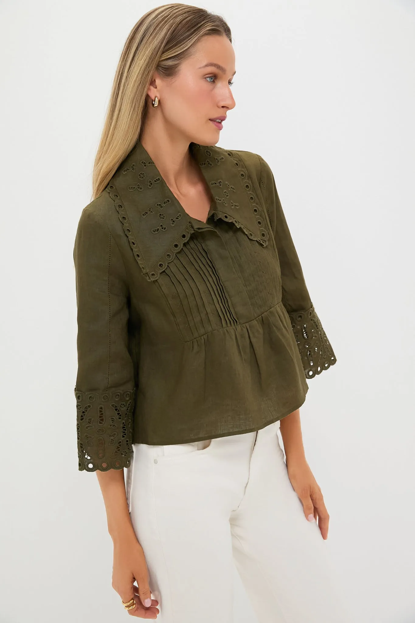 Army Green Linen Jones Blouse sold by Tuckernuck product image thumbnail 3
