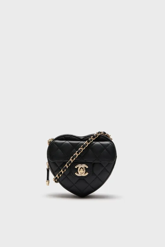 CHANEL Black Mini Lambskin CC In Love Heart Crossbody sold by Tuckernuck