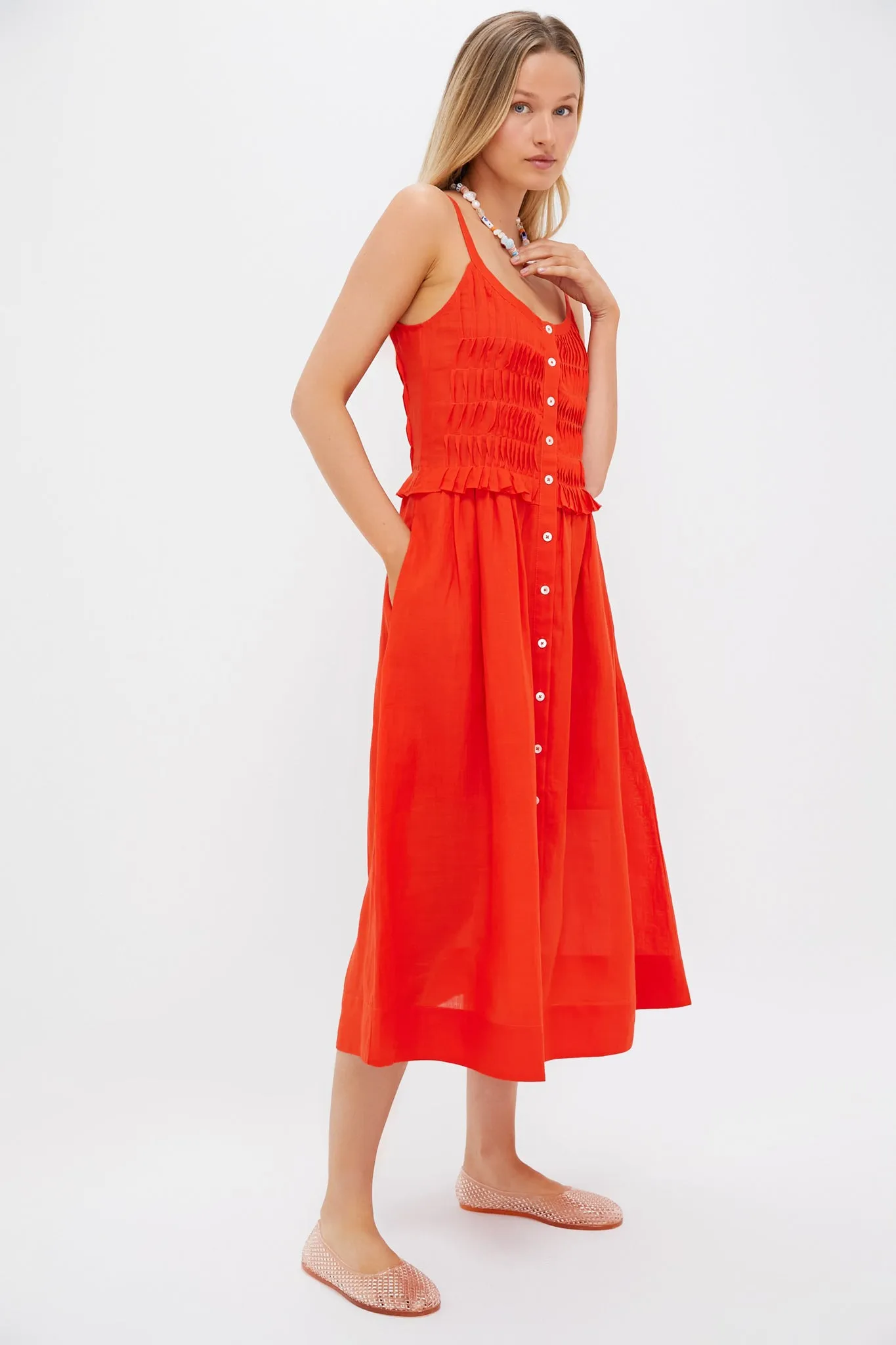 Chili Zora Solid Tank Button Down Dress sold by Tuckernuck product image thumbnail 3