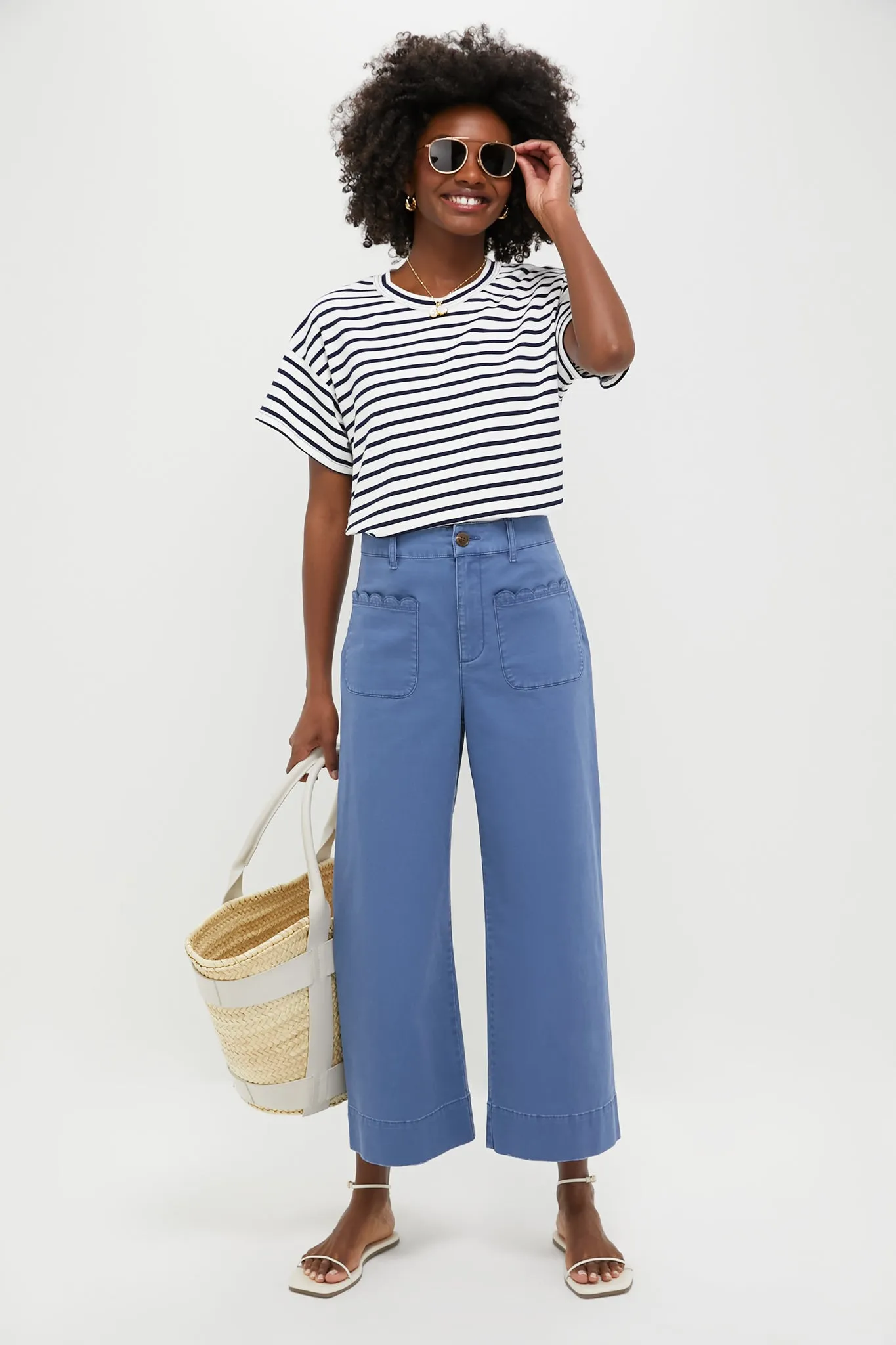 Blue Chino Wide Leg Stretch Davis Pants sold by Tuckernuck