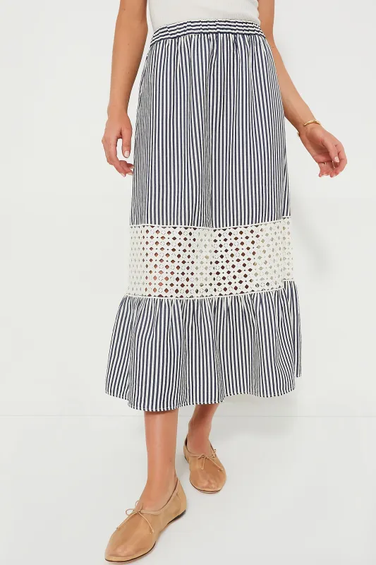 Blue Stripe Eyelet Hana Skirt sold by Tuckernuck