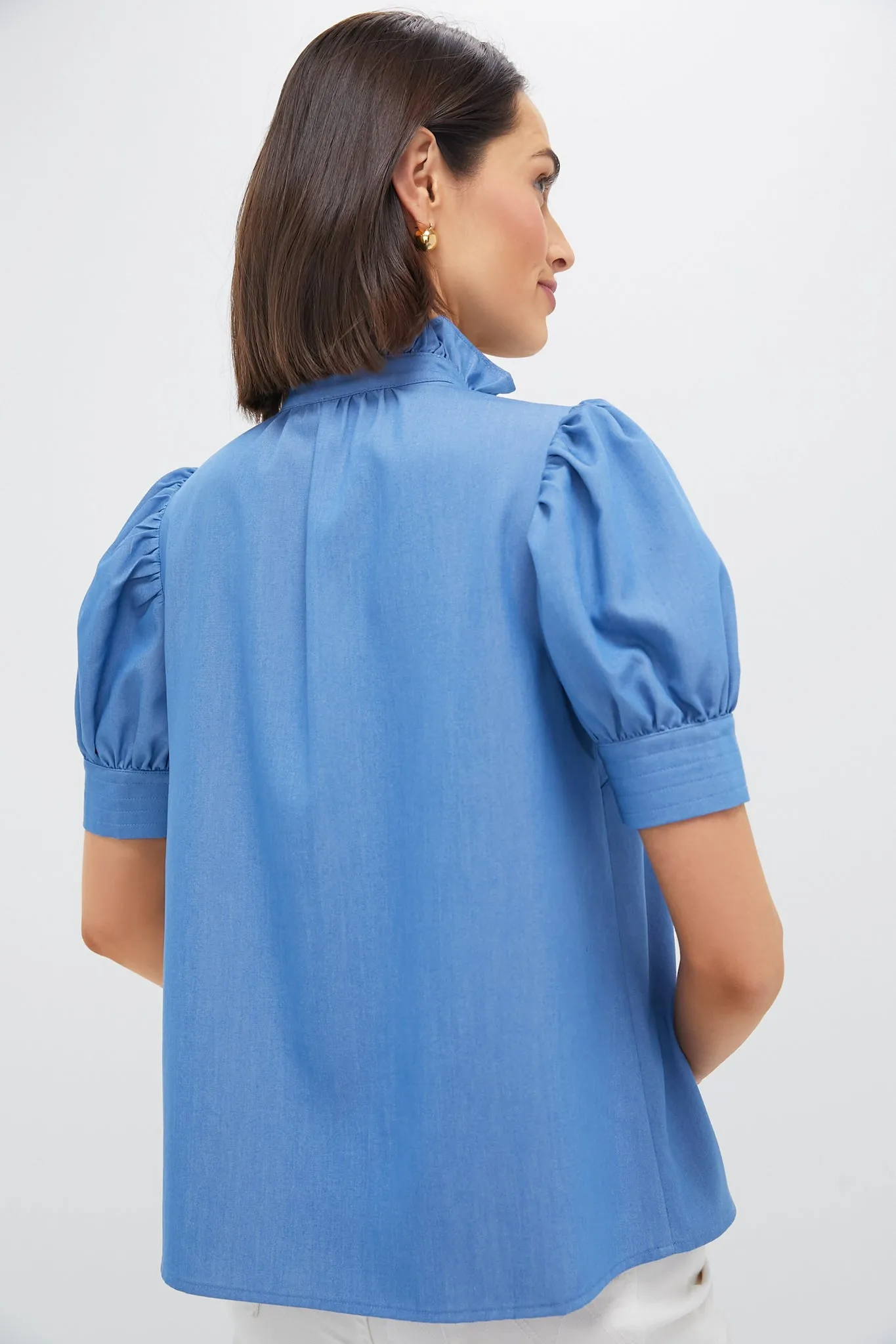 Chambray & White Embroidery Louisa Blouse sold by Tuckernuck product image thumbnail 4