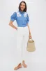 Chambray & White Embroidery Louisa Blouse sold by Tuckernuck