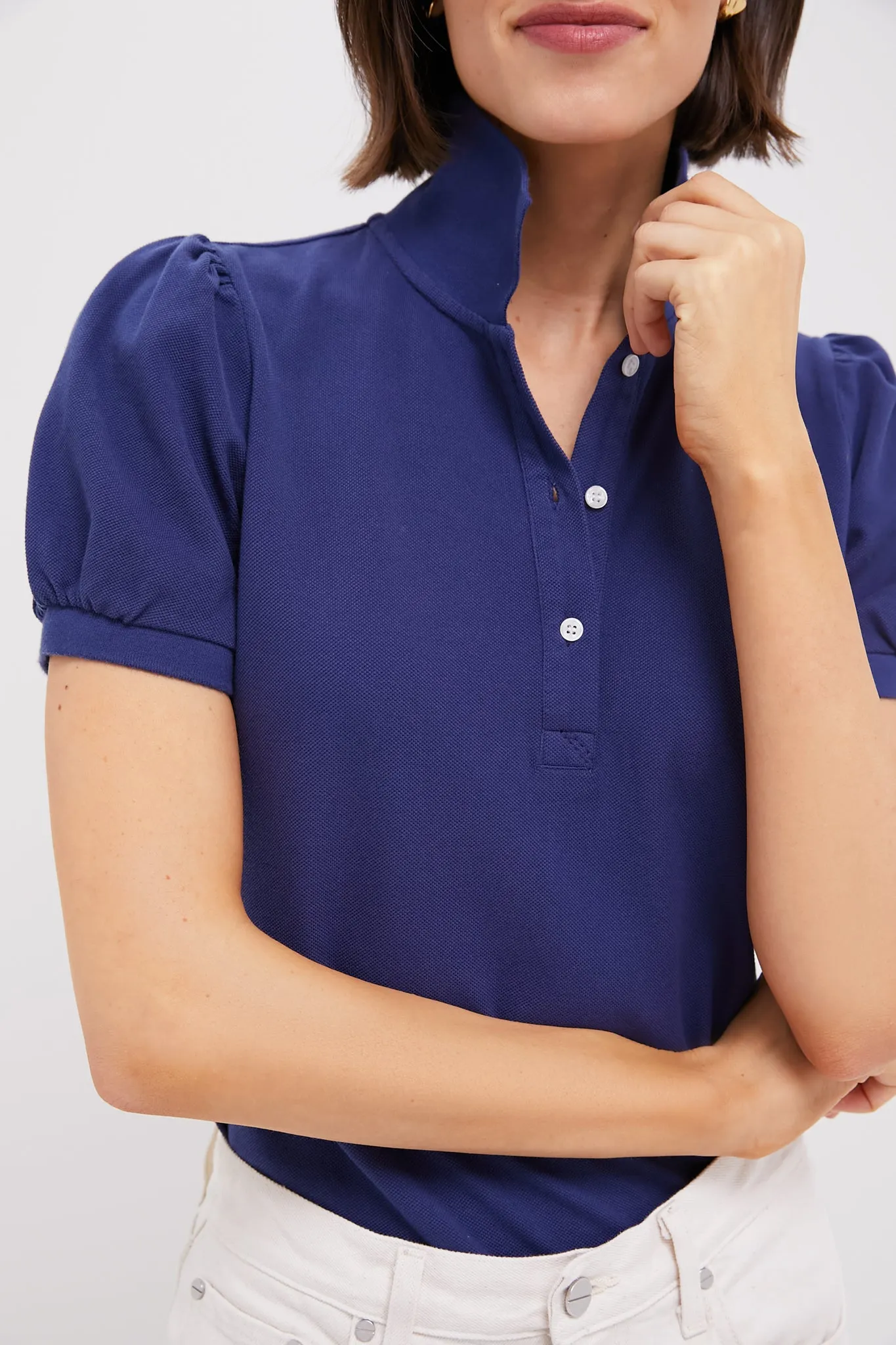 Navy Pique Puff Sleeve Peggy Polo sold by Tuckernuck product image thumbnail 5