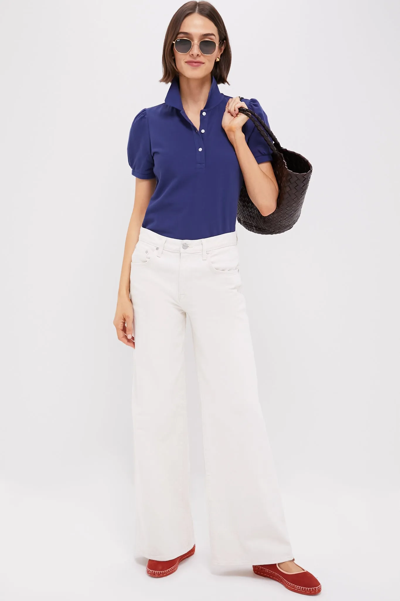 Navy Pique Puff Sleeve Peggy Polo sold by Tuckernuck product image thumbnail 2