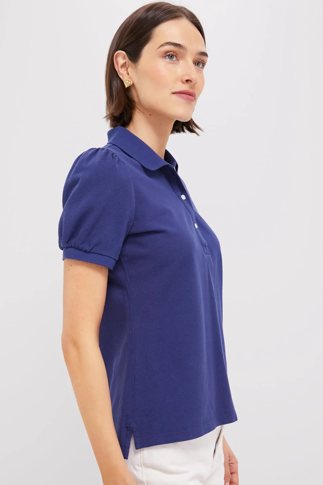 Navy Pique Puff Sleeve Peggy Polo sold by Tuckernuck product image thumbnail 3