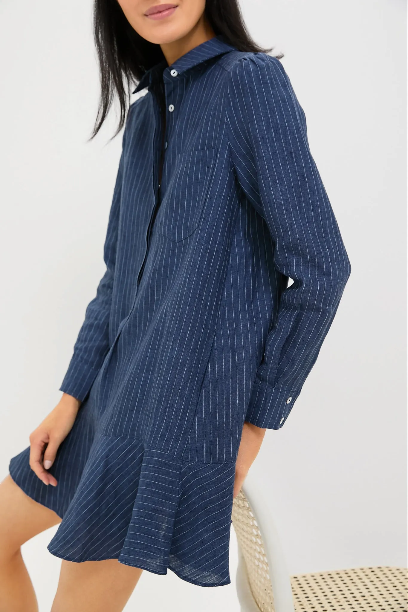Dark Navy Stripe Linen Callahan Shirt Dress sold by Tuckernuck product image thumbnail 5