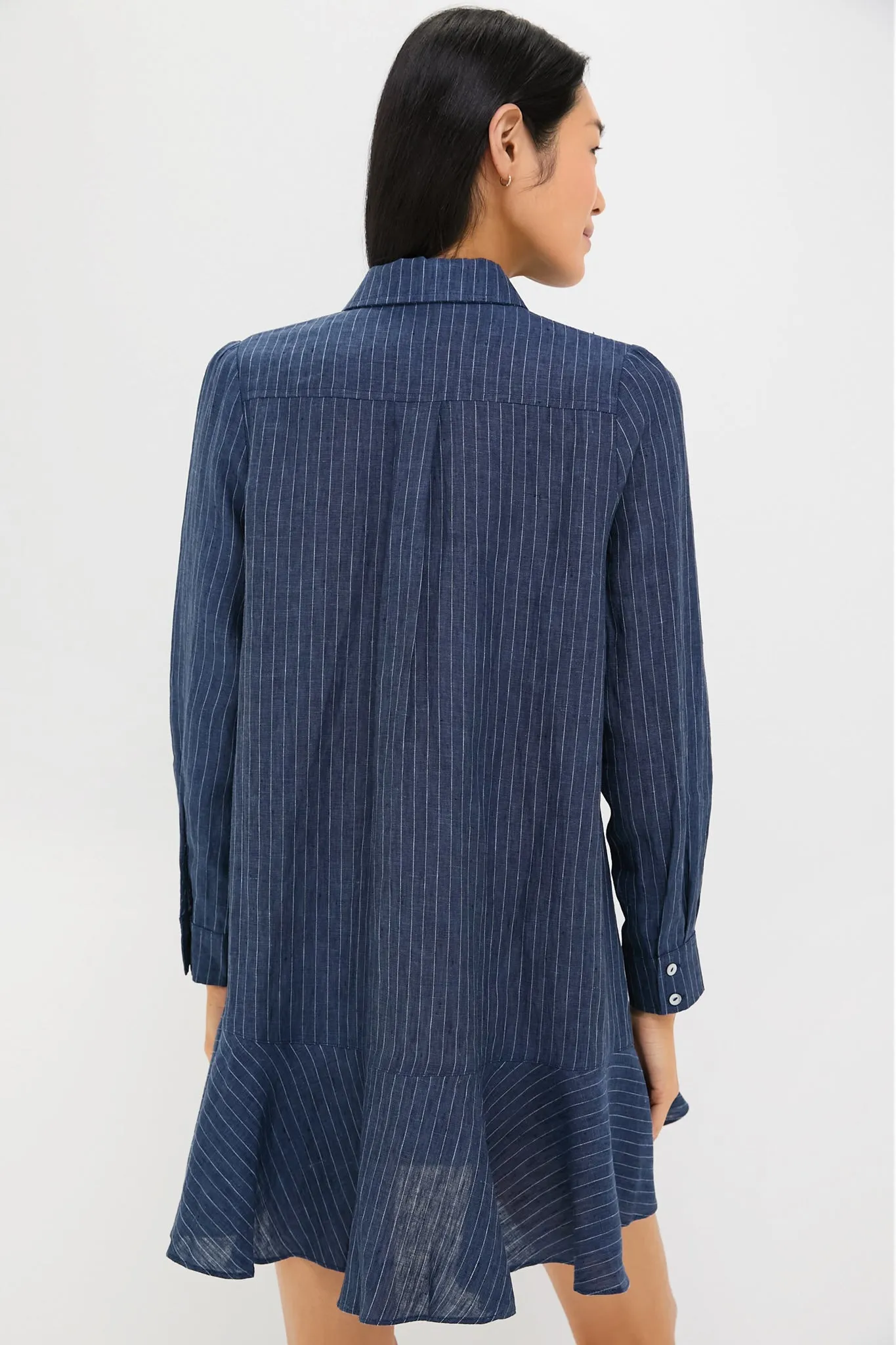 Dark Navy Stripe Linen Callahan Shirt Dress sold by Tuckernuck product image thumbnail 4